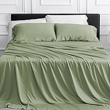 GOKOTTA 100% Rayon from Bamboo Sheets Set, Soft Queen Sheets Cooling Bed Sheets for Hot Sleeper Hypoallergenic Bed Sheets 16 Inch Pocket Fitted 4 Piece Sheet Set (Sage Green, Queen)