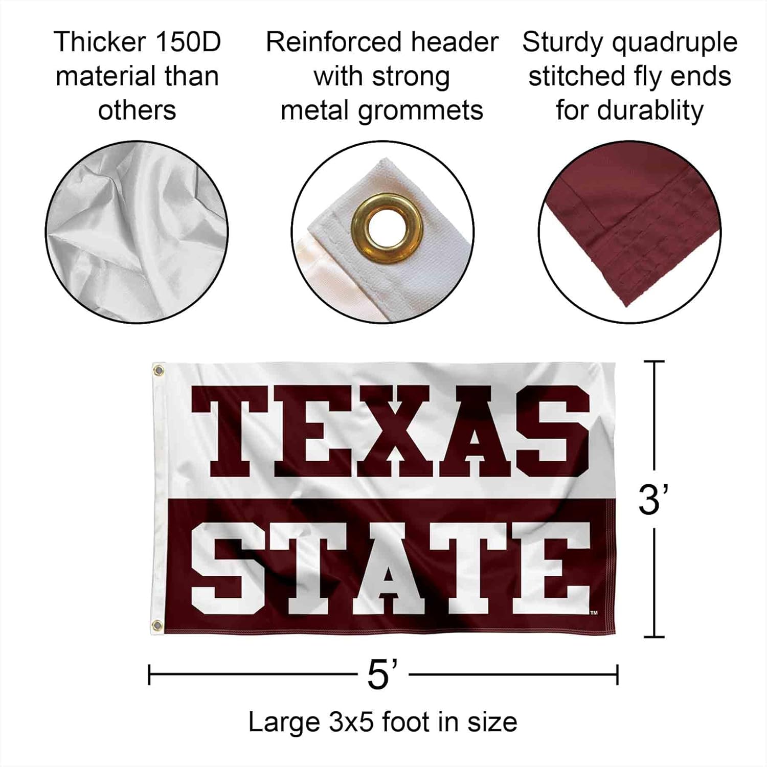 Texas State Bobcats Block Letters Flag