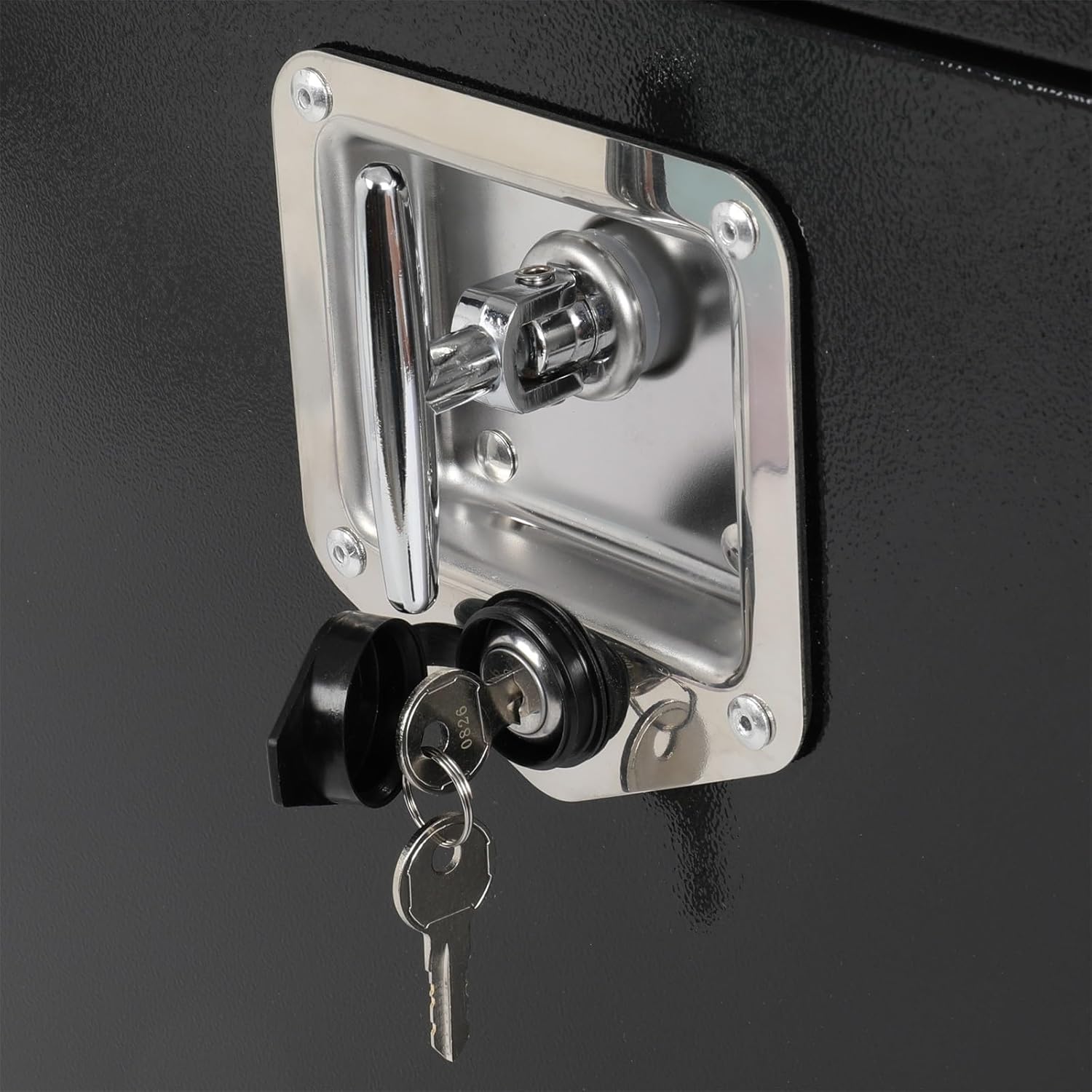 SCITOO 24-Inch Heavy Duty Iron Truck Bed Tool Box Black For Pick Up Truck Bed RV Trailer Tool Box With Lock and Keys For Rectangle Plate Waterproof Underbody Toolboxes