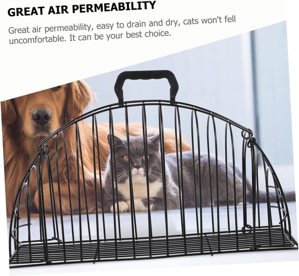 SUPVOX Portable Cat Bathing Cage Small Indoor Cat Grooming Shower Cage Scratch-Resistant Mesh