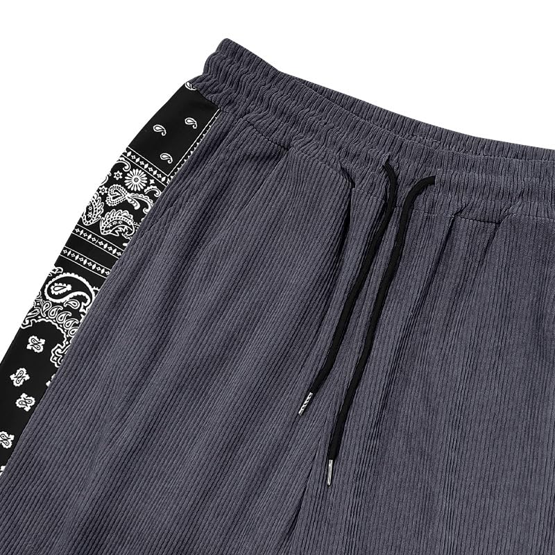 High Street Style Trendy Pants for Men Basic Straight Outfits with Side Printed Casual Solid Color Wide Leg Trousers4