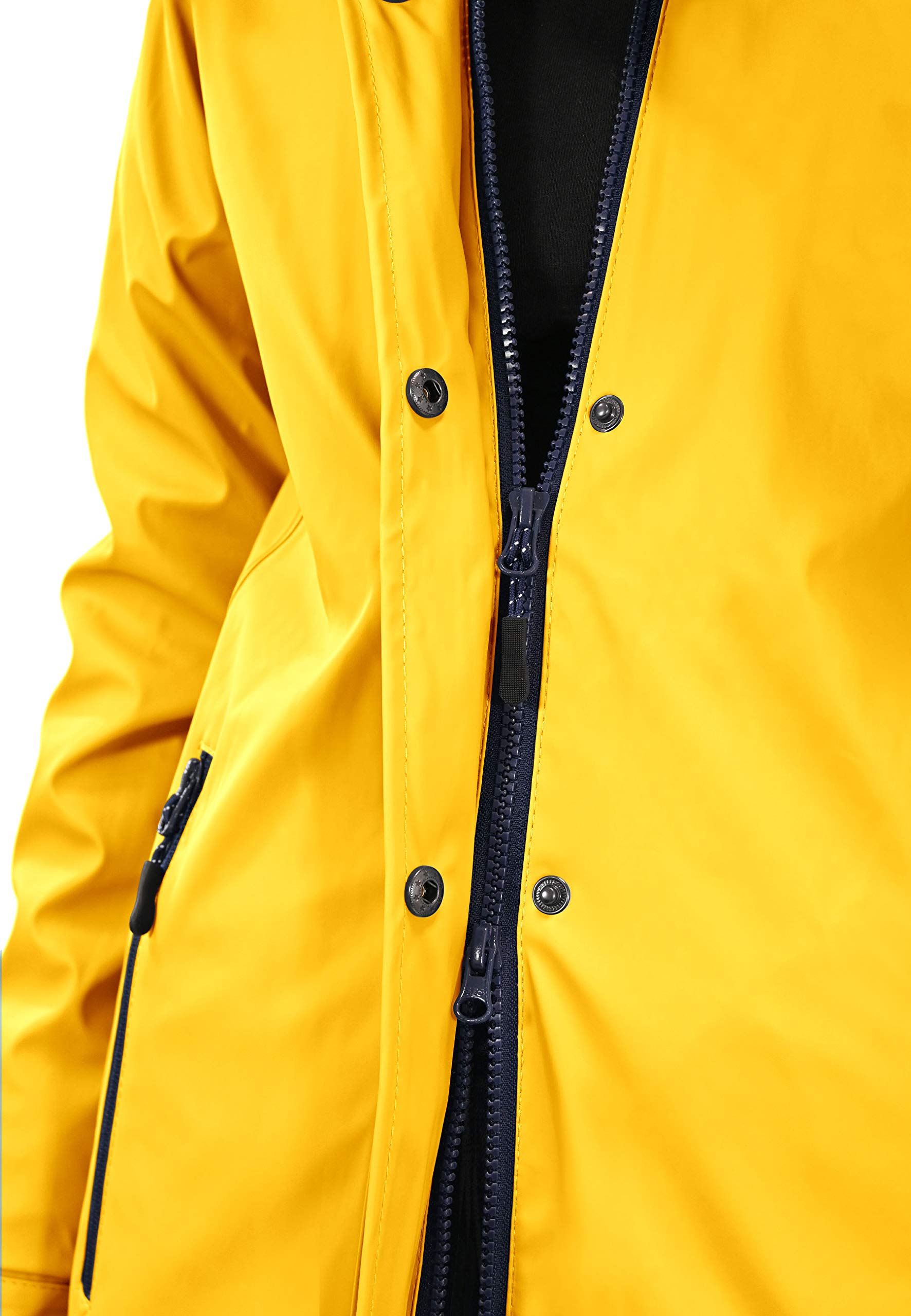 MADSea Damen Regenmantel Friesennerz 620 | halblanger wasserdichter Regenparka | winddicht mit maritimen, weiß/blauen Innenfutter