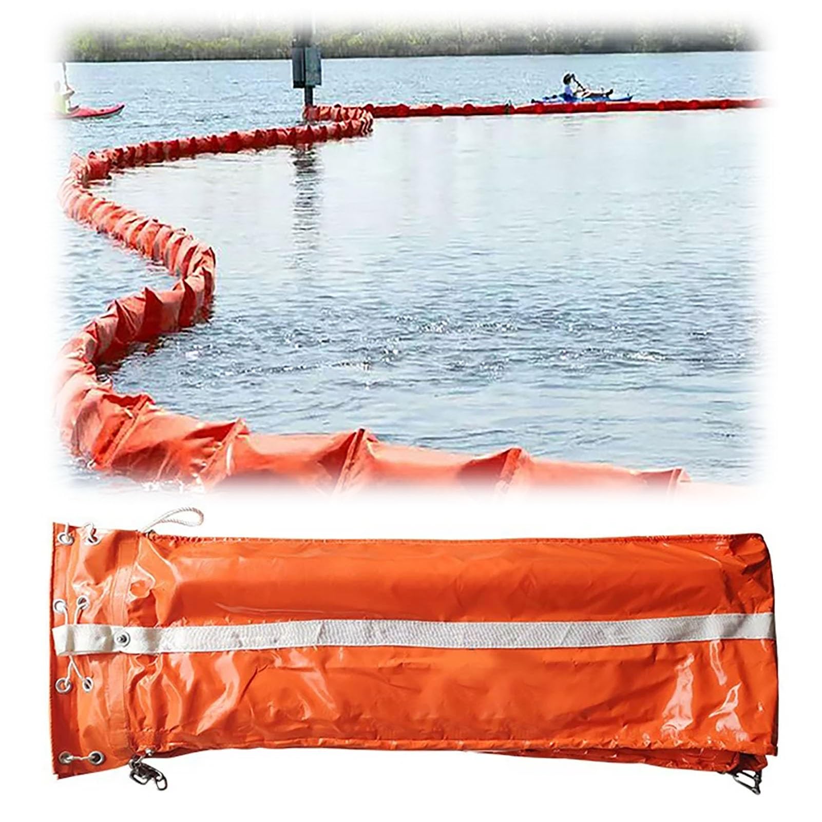 ERSINIAN Barrière anti-déversement flottante en PVC, absorbante et ultra-résistante, pour ports, rivières et industrie.