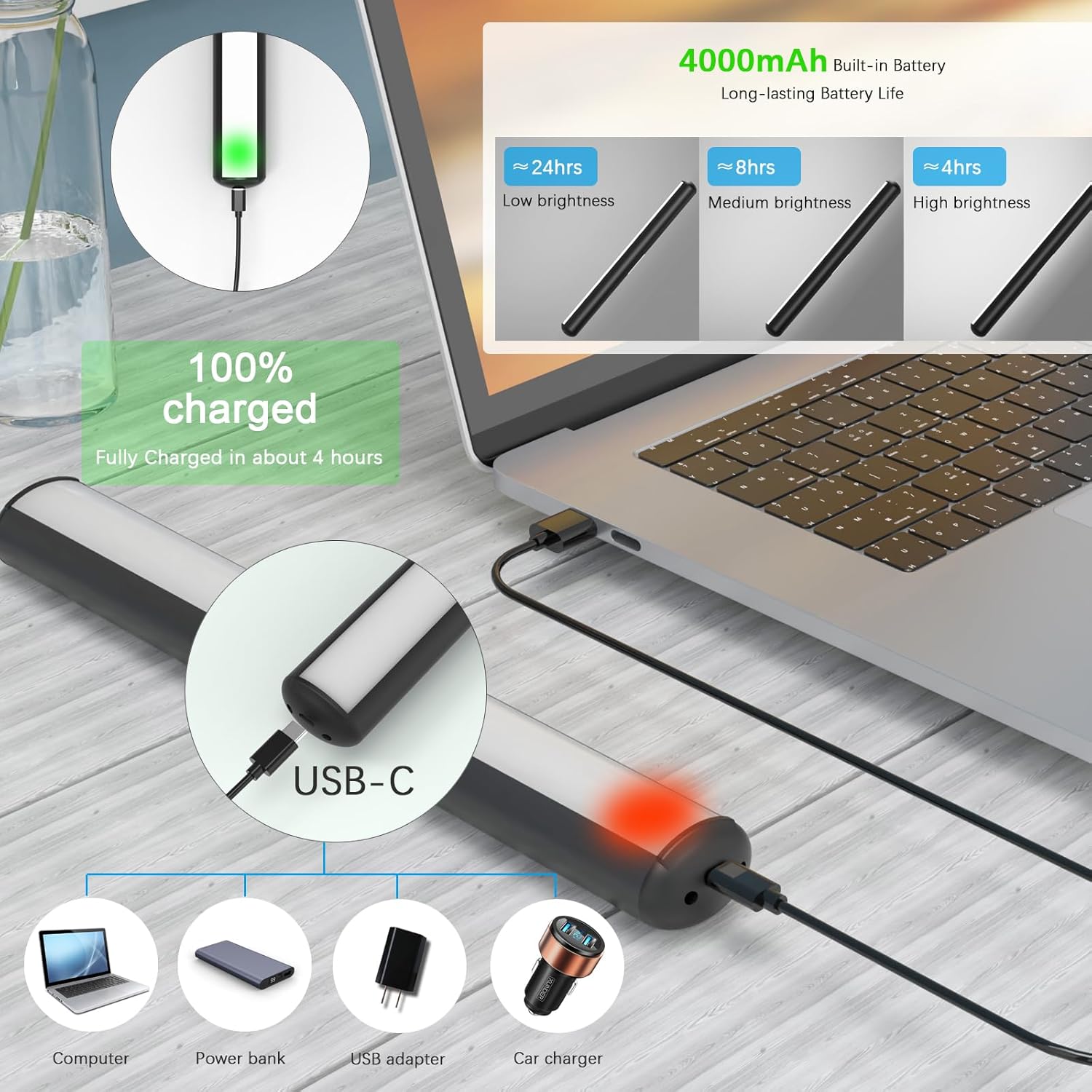 Black Vanity Lights for Bathroom Light Fixtures Wall Mount Battery Operated Magnetic Wall Lights Over Mirror, Dimmable Farmhouse Wall Sconce Light with Touch Switch for Vanity Mirror