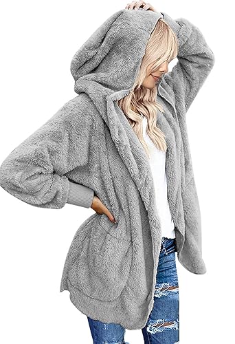Womens Oversized Sherpa Jacket Long Cardigan Sweaters Fuzzy Fleece Jacket