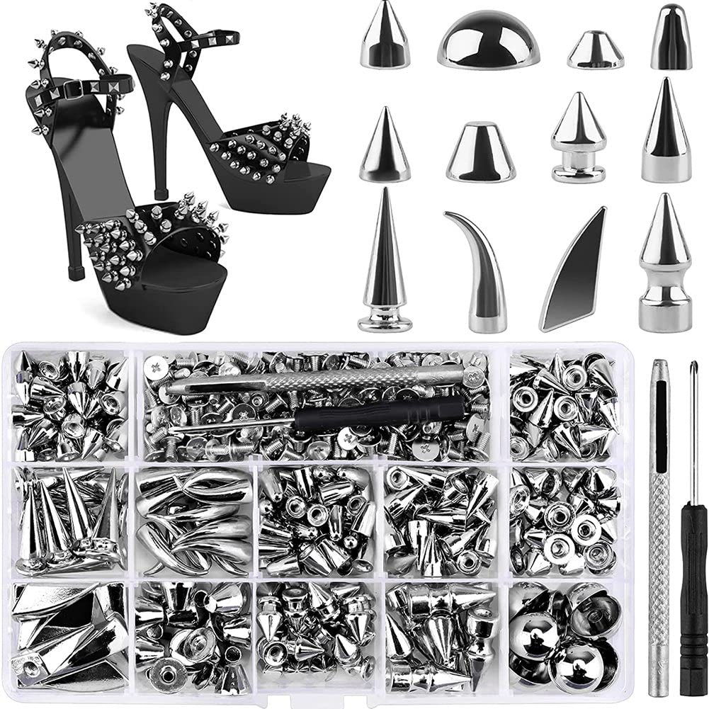 270 Set Punte e Rivetti, Forma Mista Punk Punk Spike Rivetti Vite In Metallo Rucken Rivetti con Strumento di Installazione per