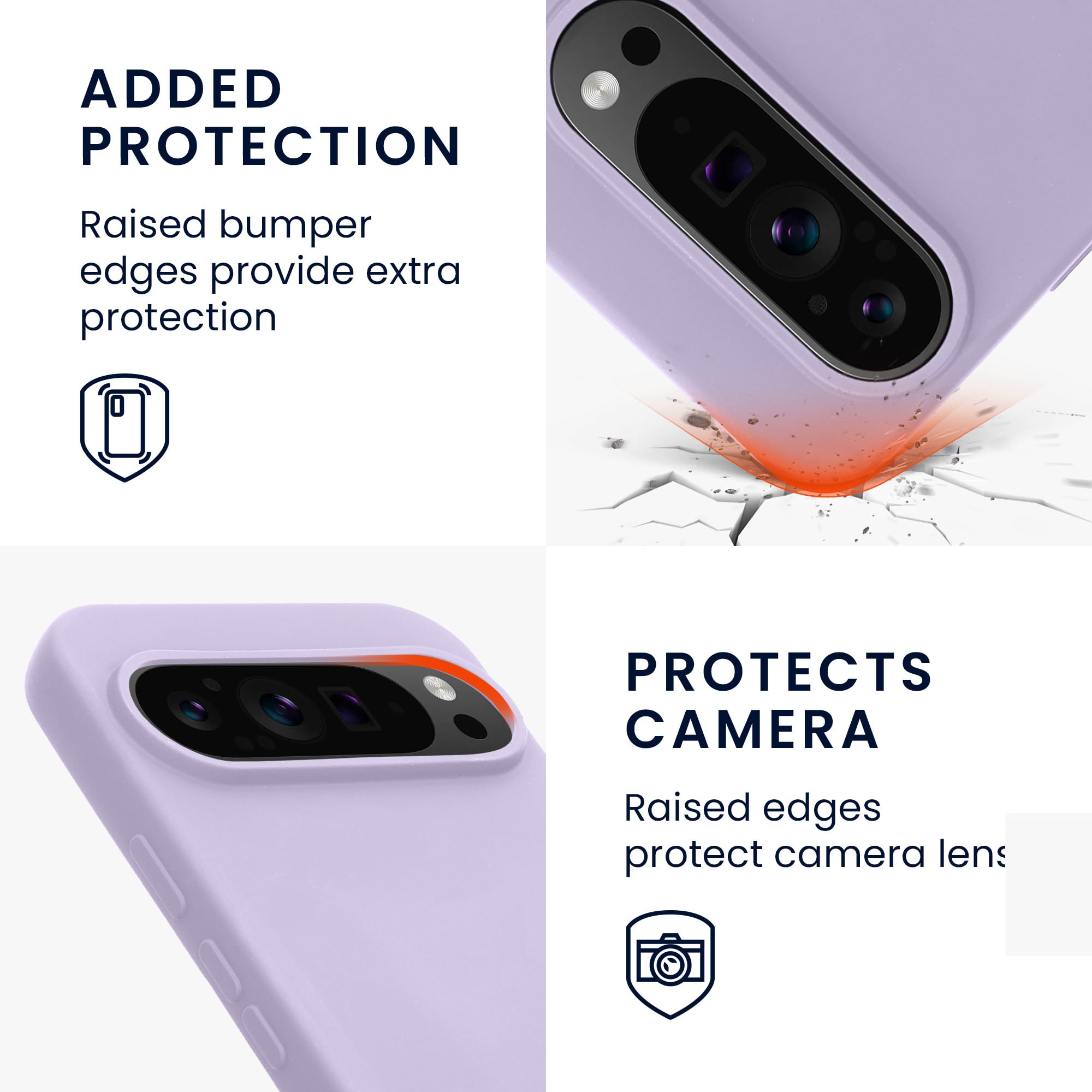 kwmobile Case Compatible with Google Pixel 9 / Pixel 9 Pro Case - Slim Protective TPU Silicone Phone Cover - Lavender - Image 3