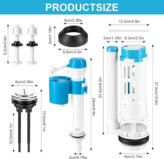 Toilet Flush System Replacement Kit,Adjustable Height,Efficient Water Save