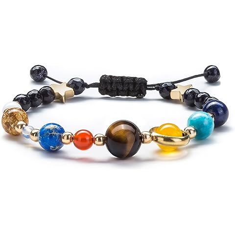 Fesciory Women Solar System Bracelet Universe Galaxy The Eight Planets Guardian Star Natural Stone Beads Bracelet Bangle Gifts