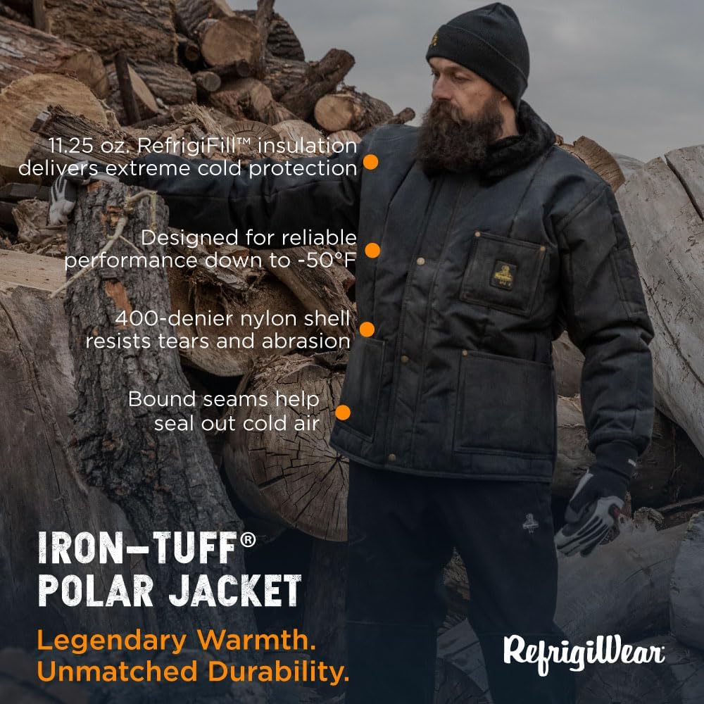 RefrigiWear Men's Iron-Tuff Polar Jacket, Insulated Coat, -50°F Comfort Rating