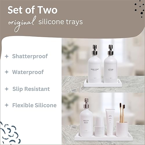 Miniatura 106 de Bandeja de encimera y tocador, 2 bandejas pequeñas de silicona de 7.7 pulgadas, bandeja de jabón de cocina, soporte para jabón de cocina, Gris