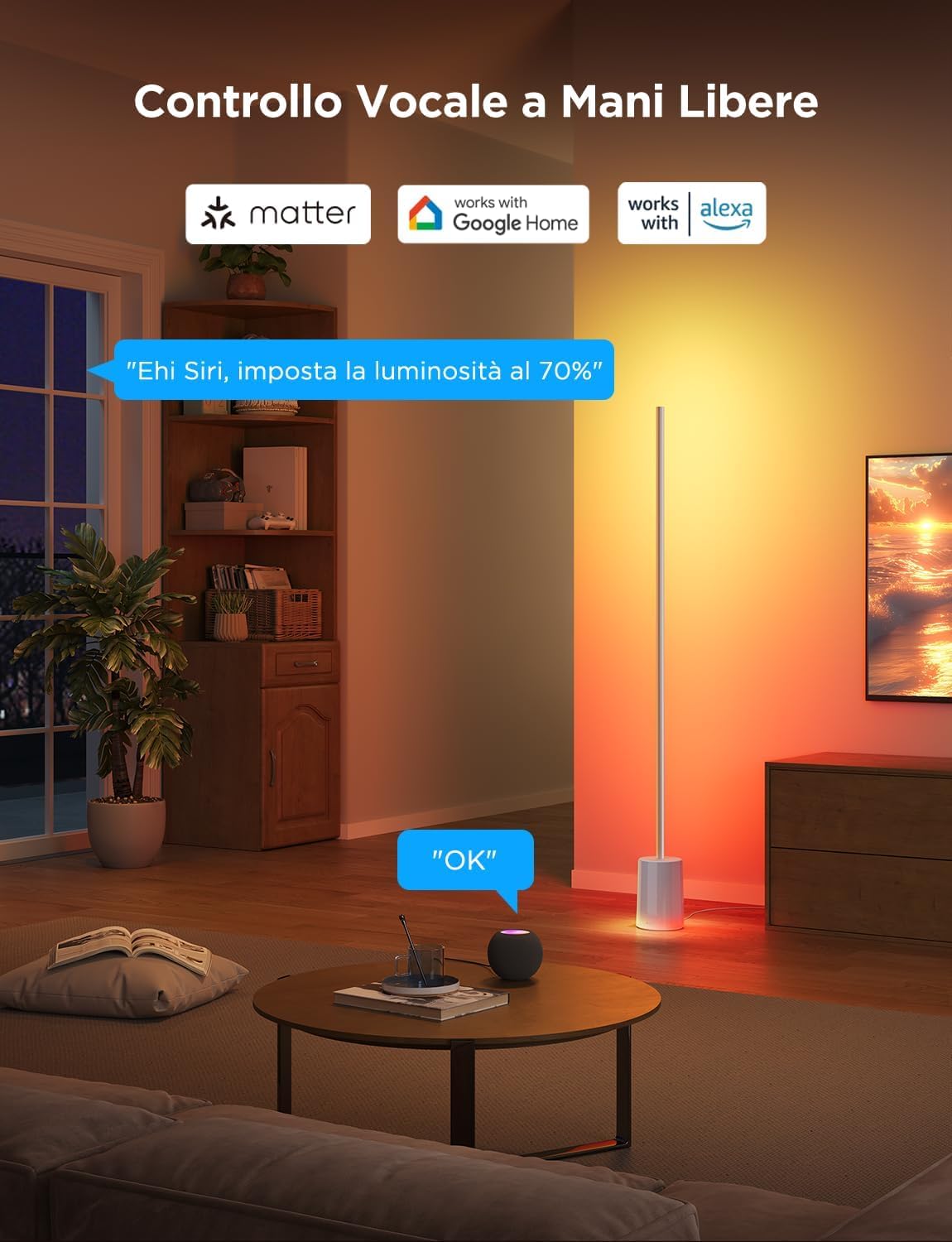 Govee Lampada da Terra RGBIC, Luci LED Compatibile con Alexa e Matter, 152cm Luci Dimmerabile con Telecomando e APP, Sinc Musica, 82 Modalità Scena, Lamp Comodino, Camera da Letto e Salotto, Grigio