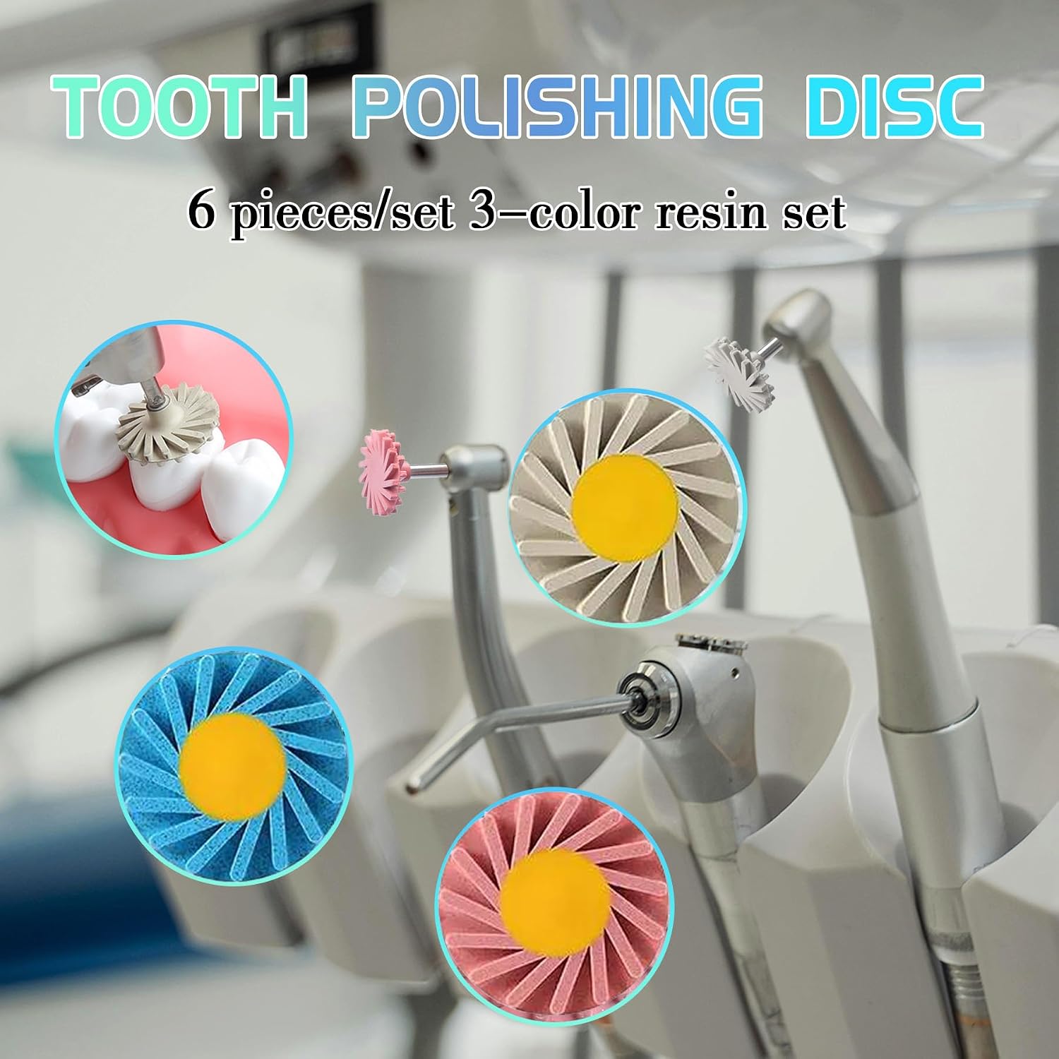 6Pcs Dental Composite 3-Step Polishing Wheels SystemDiamond Impregnated Polishing System System Dental Polishing Discs Spiral Flex Brush Tools P3 1.0