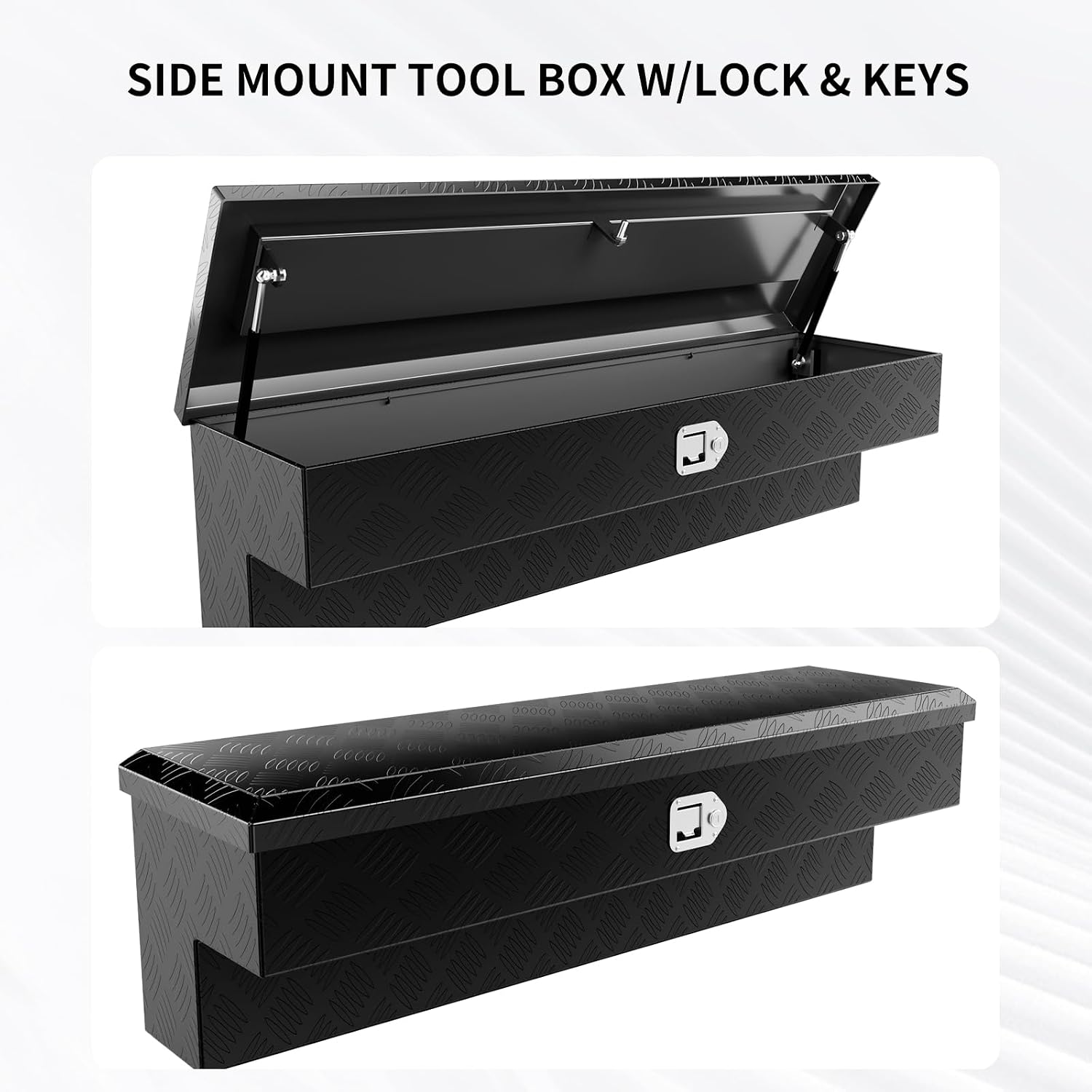 48 inch Side Mount Truck Tool Box,Aluminum Tool Box for Pickup Truck Bed w/Lock and Keys,Extra Storage Box-48 X 12 X 12 inch,Black