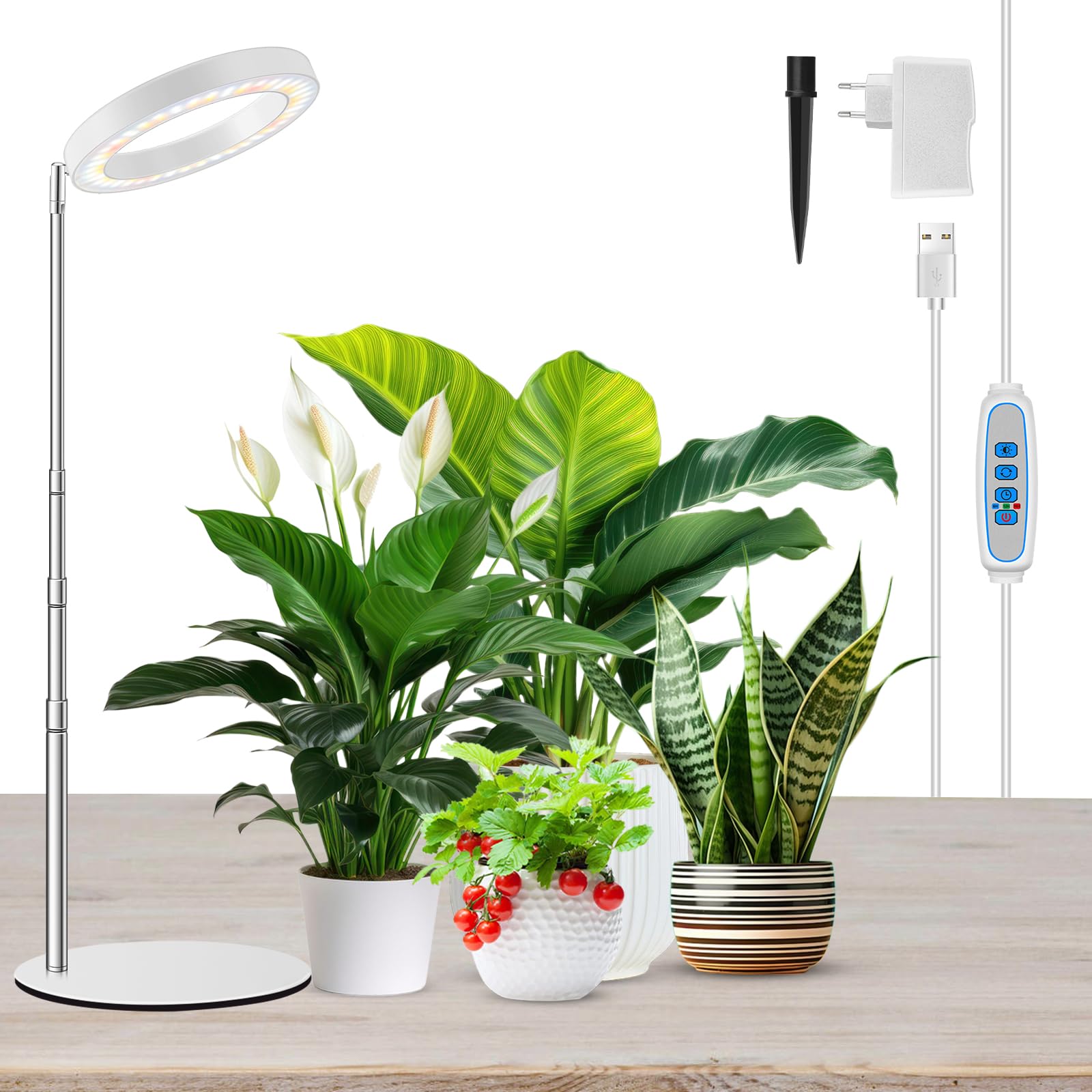 Kullsinss Pflanzenlampe led Vollspektrum für Zimmerpflanzen, 94 CM Höhenverstellbare Pflanzenlicht mit 80 LEDs, Zeitschaltuhr 6/12/16 Stunden, 3 Lichter Modi Grow Light für Tisch-oder Bodenpflanzen