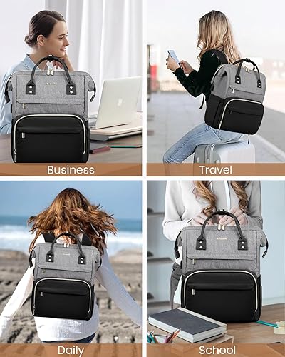 Miniatura 7 de LOVEVOOK Mochila para computadora portátil para mujer, mochilas de negocios de moda, bolsas de viaje, mochila de trabajo para médico, enfermera,