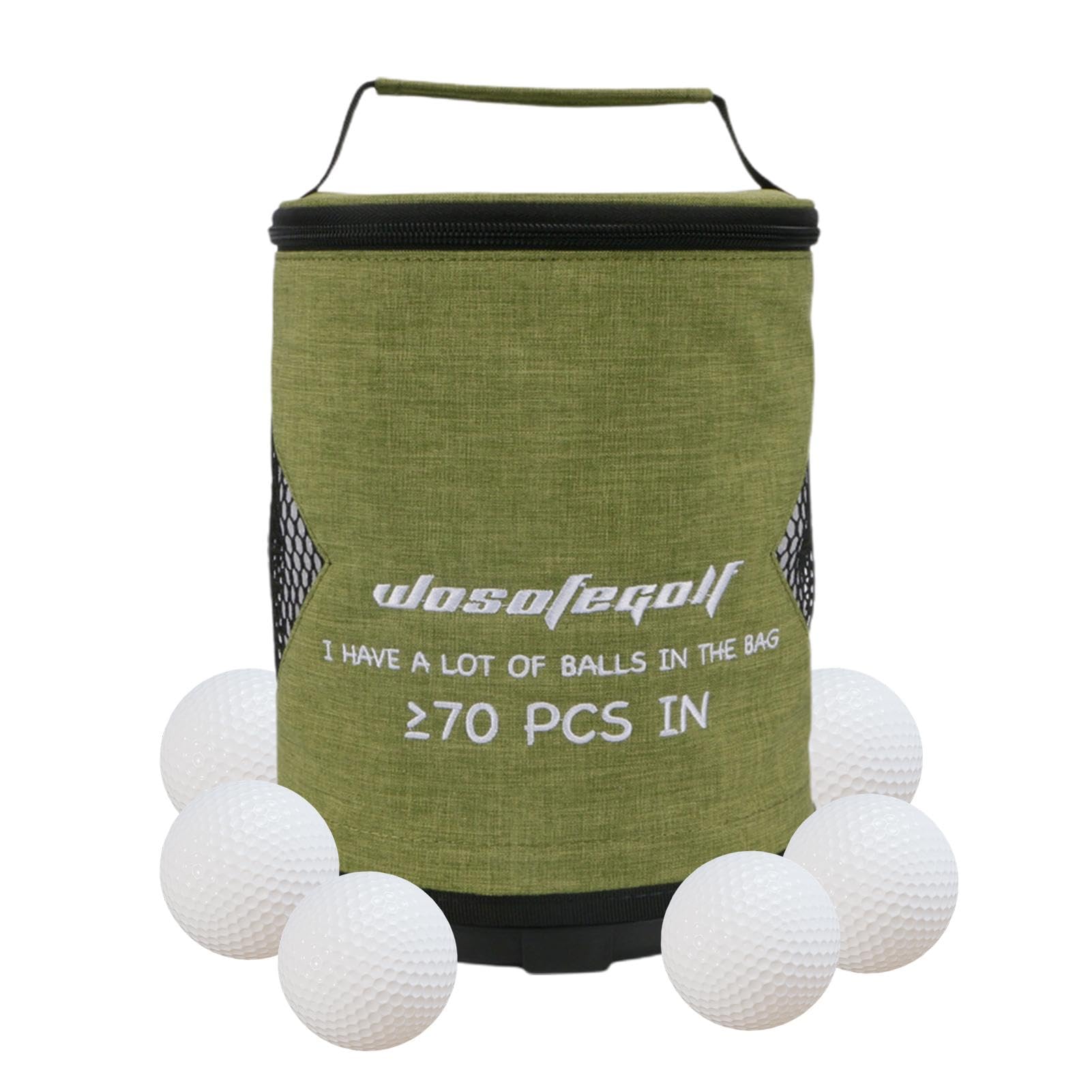 Pochette pour balle de golf – Pochette cylindrique de grande capacité avec fermeture éclair | Pochettes de rangement portables et pliables, sac léger pour balle de golf, pingpong