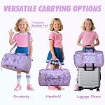 Kids Overnight Duffel Bags,Kasqo Girls Travel Bag Water Resistant Sports Gym Bag for Teens Sleepover Bag School Weekender Carry On Tote with Shoes Compartment Dry Wet Pocket,Purple Butterfly
