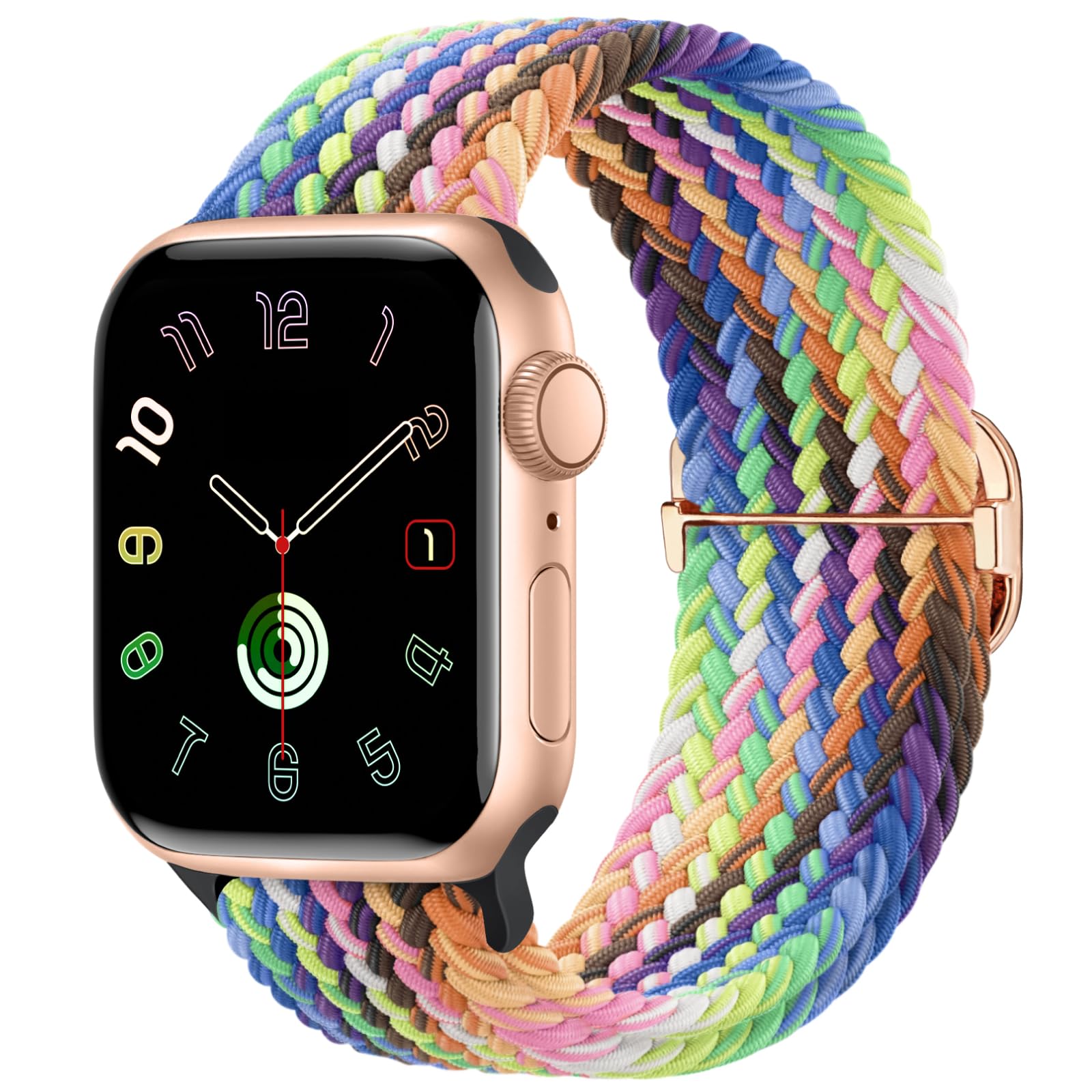 Braided Stretchy Band Compatible for Apple Watch Bands 40mm 41mm 42mm 38m 44mm 45mm 46mm 49mm Women Men, Elastic Nylon Solo Loop Sport Strap Wristband for iWatch Series 11 10 9 8 7 6 5 4 3 SE/Ultra 2