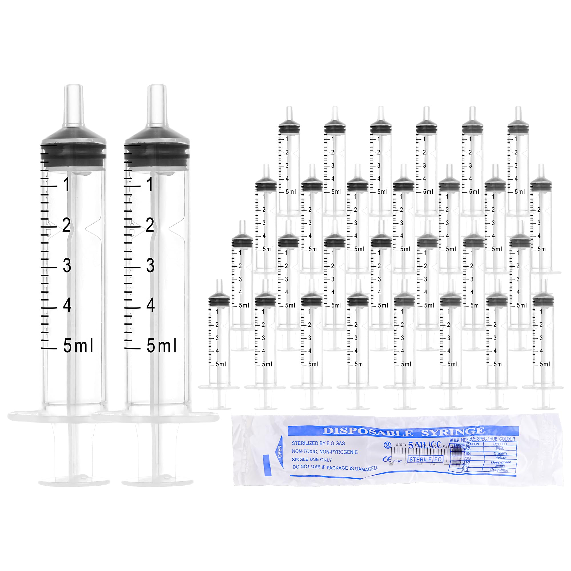 30 Pack 5ml Syringe without Needle for Liquid Measurement Tools Individually Sealed Package for Scientific Labs,Feeding Small Animals,Watering,Dispensing,Applicator