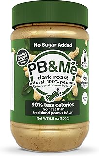PB&Me Sugar Free Dark Roast Peanut Butter Powder - Powdered Peanut Butter, Peanut Powder for Smoothies, PB Butter Powder - Peanut Butter Powder Protein, Low Carb, Low Fat Peanut Butter - 200 g Jar