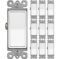 Vista 15 de BESTTEN Paquete de 10 interruptores de luz decorativa de 3 vías, 15 A, 120/277 V, un solo polo o tres vías, interruptor de pared de paleta
