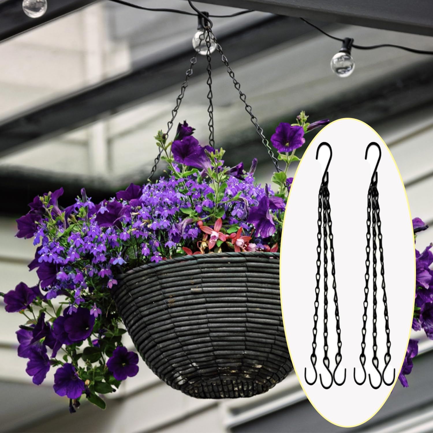 Suspension Plante Macramé Ricofot - Lot De 6 Avec Crochets S - Longueur 40 Cm - Charge 15kg