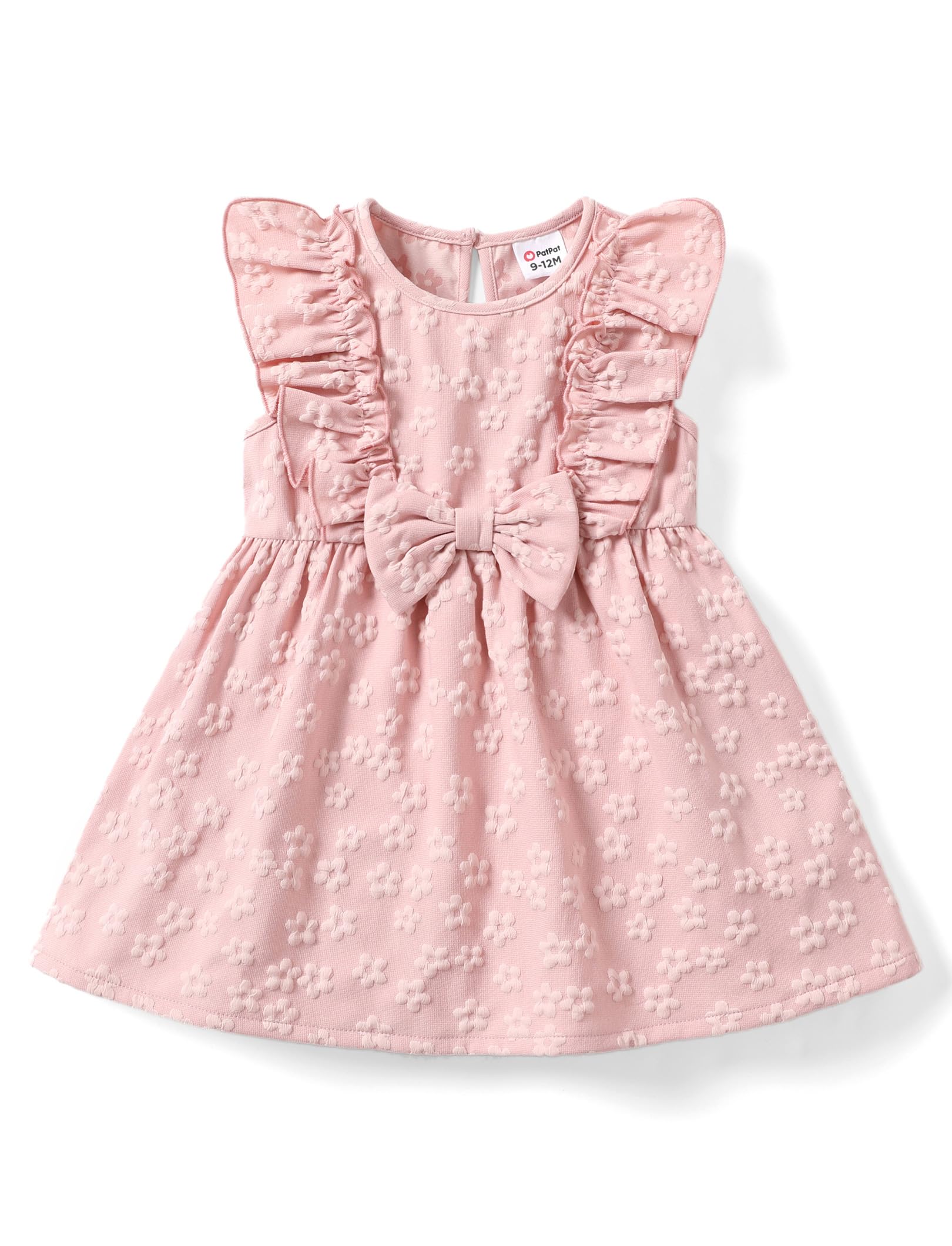 PATPAT Toddler Baby Girls Summer Dresses Spring Clothes Flower Sundress Ruffle Sleeve Bowknot 3-24 Months