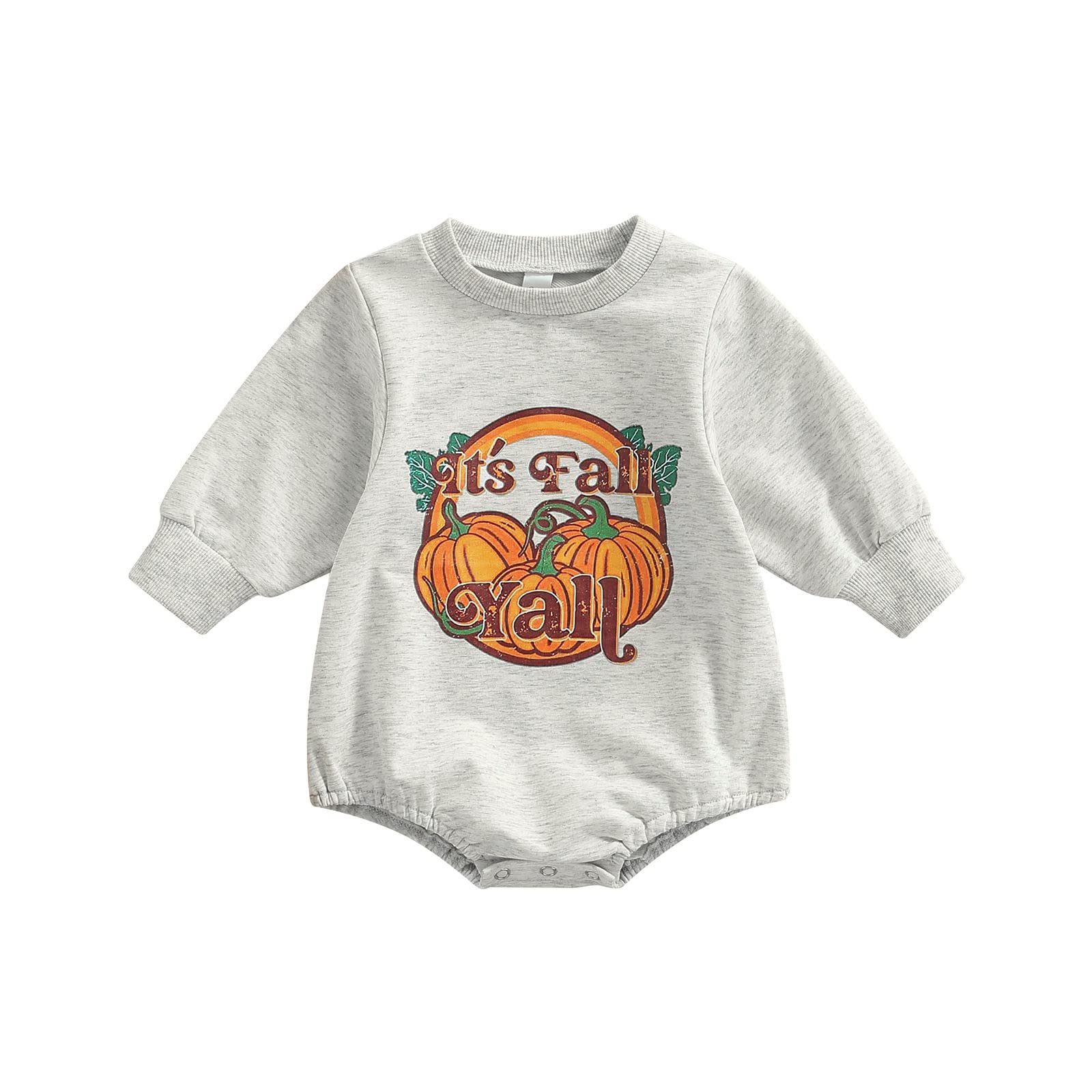 Lamuusaa Newborn Baby Girl Boy Halloween Outfits Long Sleeve Pumpkin Romper Sweatshirt Oversized Sweater Fall Tops