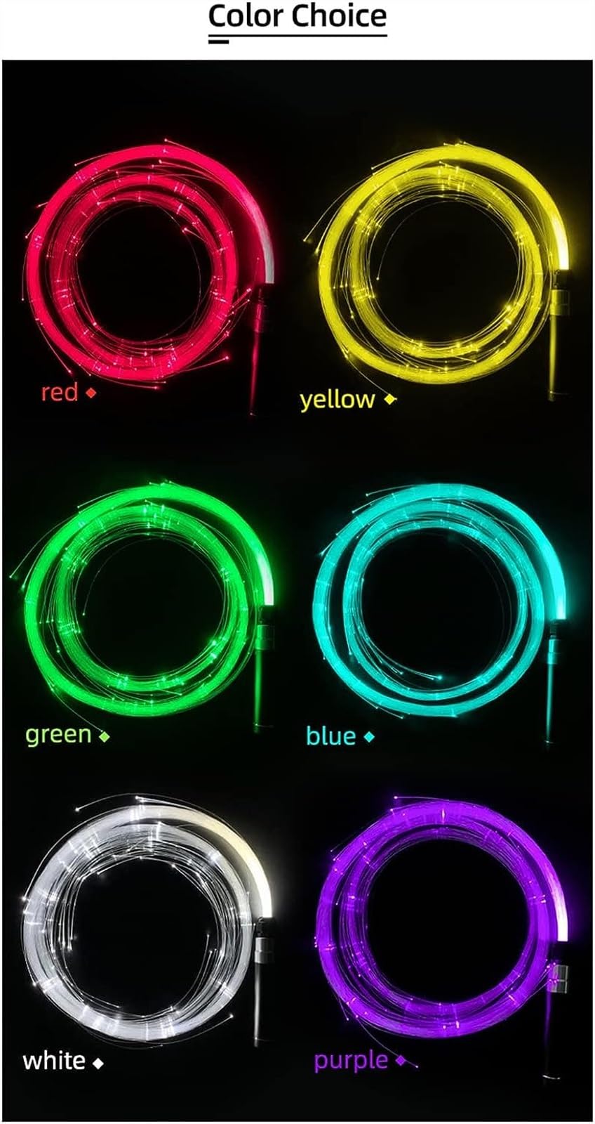 Bicchiere a Fibra Ottica Frusta da Ballo in Fibra Ottica a LED, Frusta in Fibra Flessibile da 6 Piedi, Giocattolo Frusta Girevole a 360°, Frusta Rave da Ballo Ricaricabile Tramite USB
