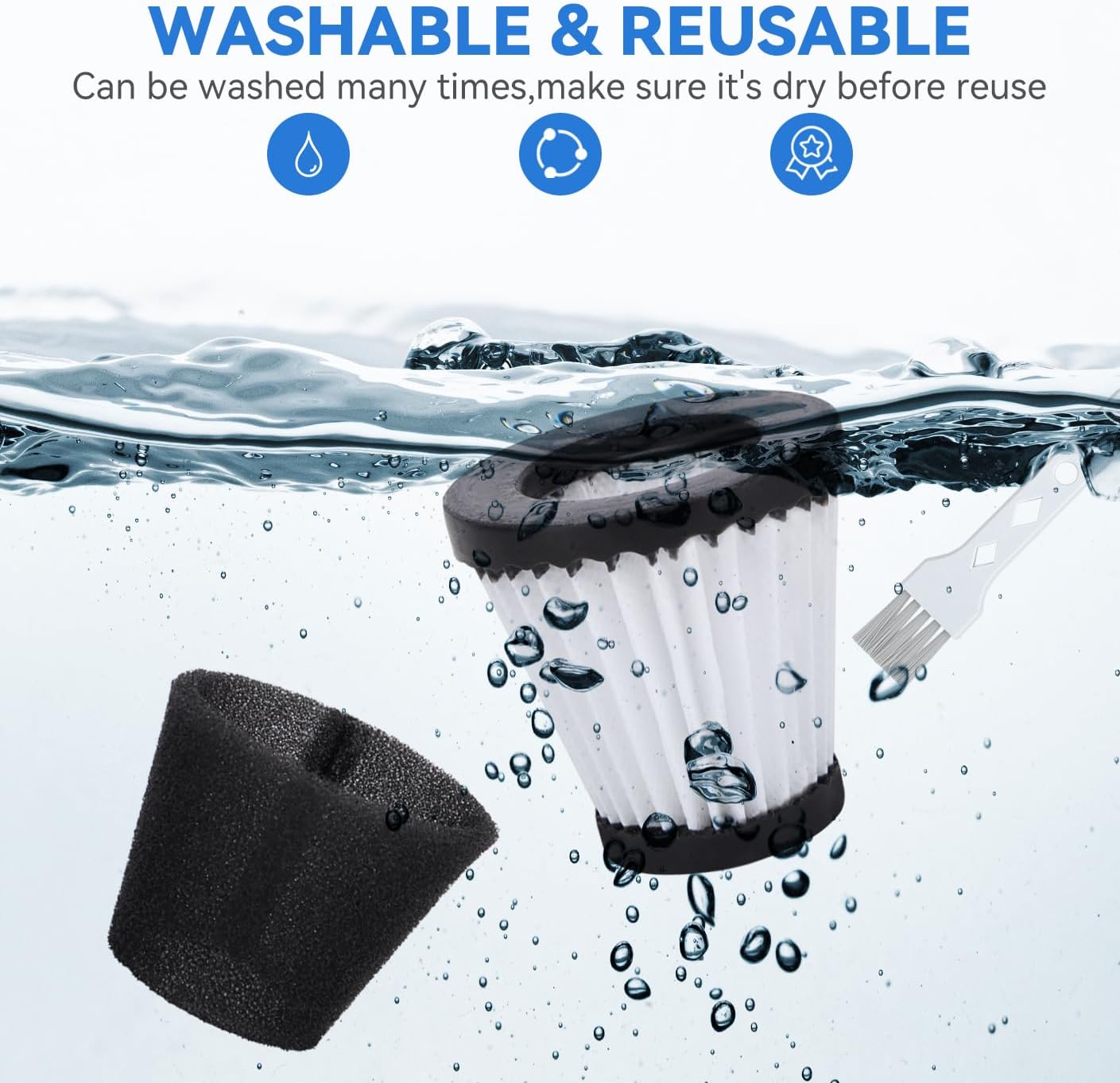 F117 Replacement Filters Compatible with Dirt Devil Scorpion Models SD20005RED SD30025B BD22025, Compare to Part# AD40117 (3 Pack Hepa Filter & 3 Pack Sponge Filter) - Image 4