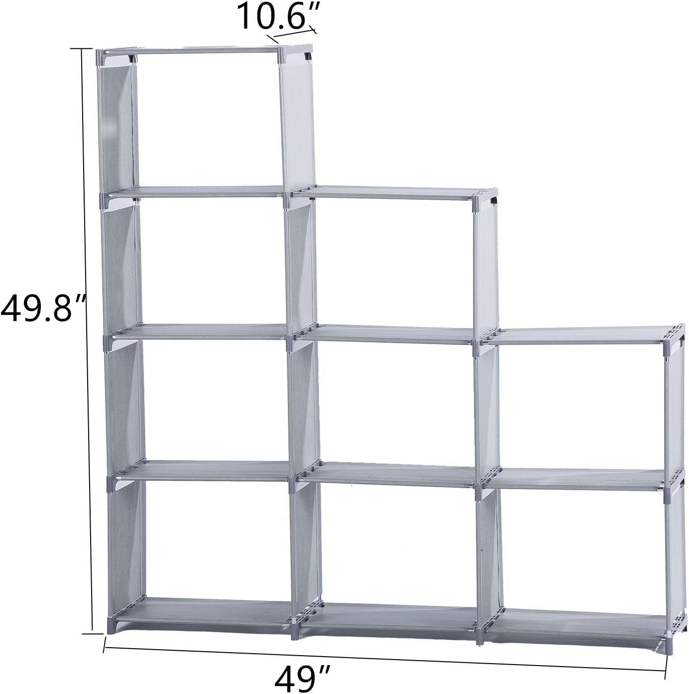 YCOCO 9 Cubes Bookshelf Office Storage Shelf Plastic Storage Cabinet,Adjustable Stackable DIY Bookshelf for Kid,Home Furniture Storage Bookcase,Grey