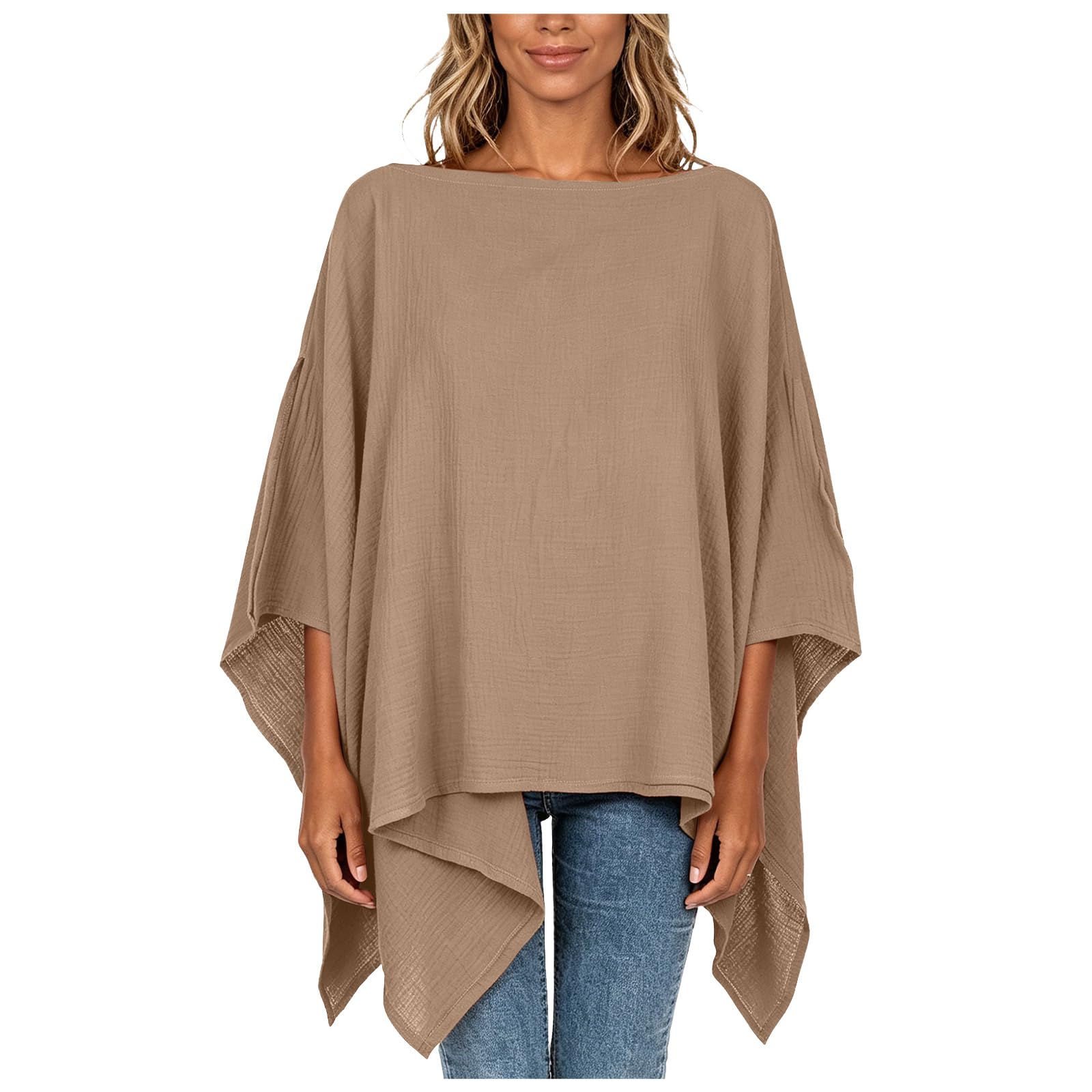 Women's Multi-Use Nursing Cover - Cotton Muslin Breastfeeding Shawl, Breathable Privacy, Carseat Canopy (Khaki, One Size)