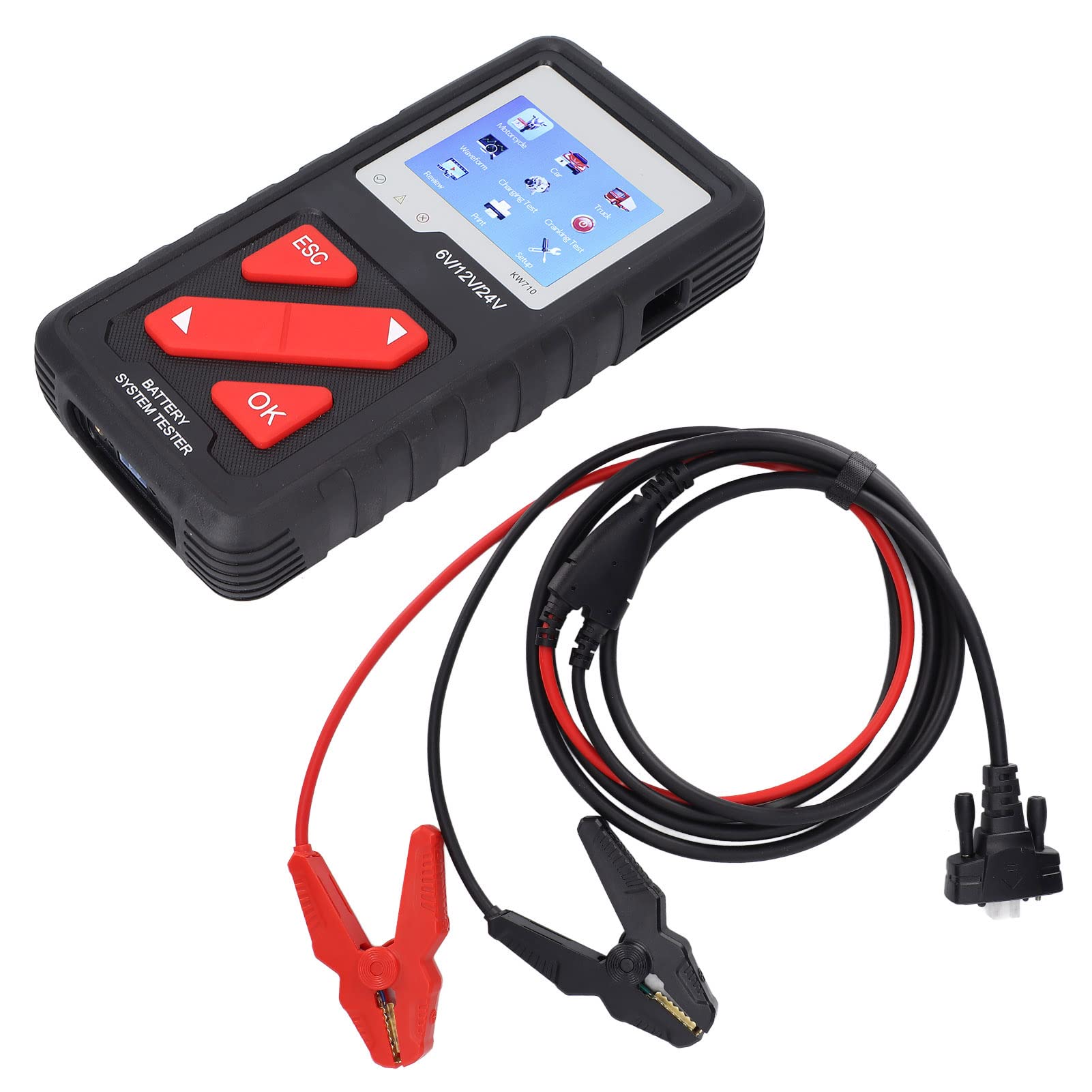 Generic Cyfrowy Tester Systemu Akumulatorów 6 24 V, Duży, Kolorowy Ekran, Uniwersalny do Samochodów Osobowych, Ciężarówek, Motocykli, Tester Akumulatorów 6 V 24 z Przebiegiem Napięcia, Testem