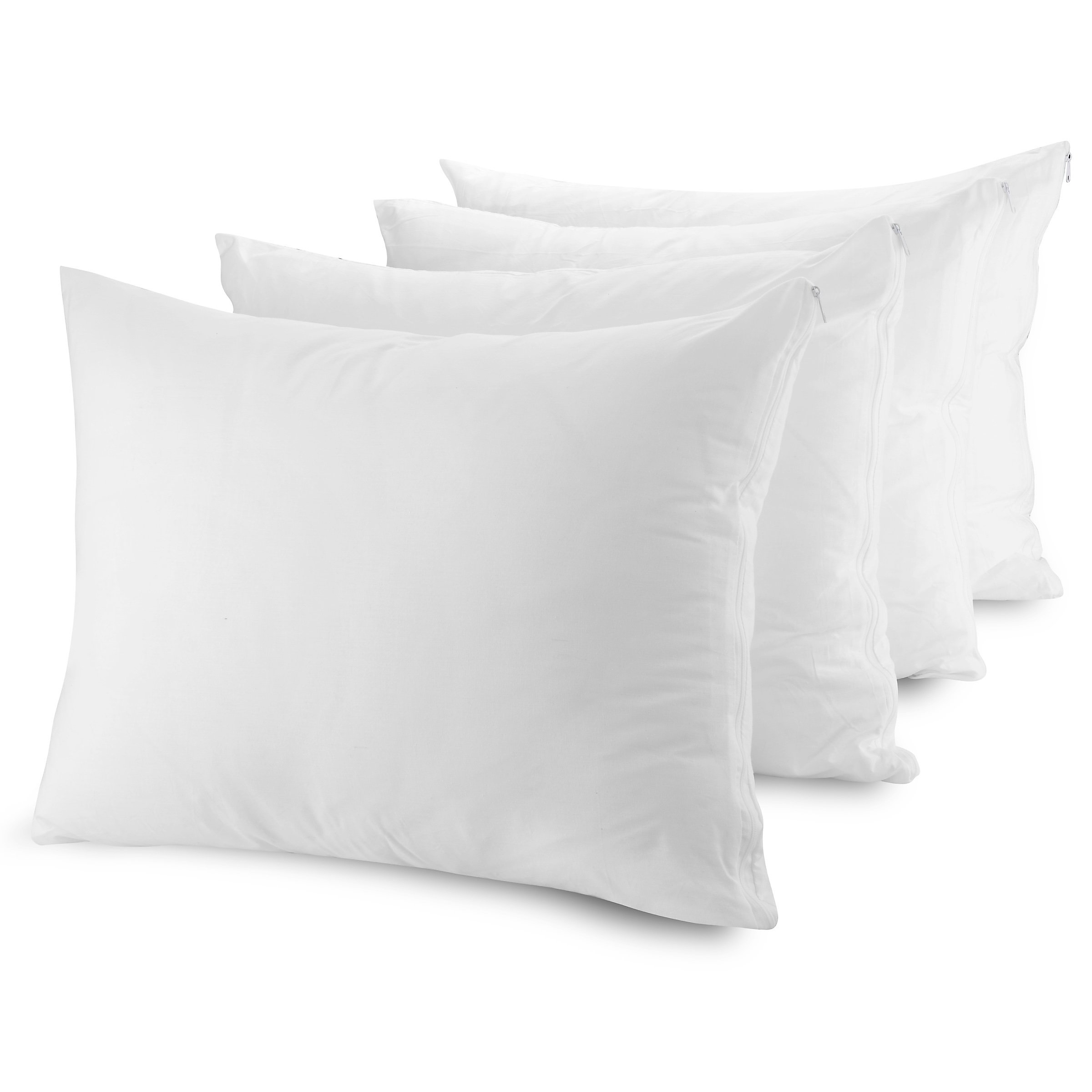 The Grand Pillow Covers King Size - Poly-Cotton Pillow Protector with Zipper - Moisture Wicking, Advanced Allergy Protection Pillow Protector - Protects Pillow from Dust, Dirt, and Debris (4 Pack)