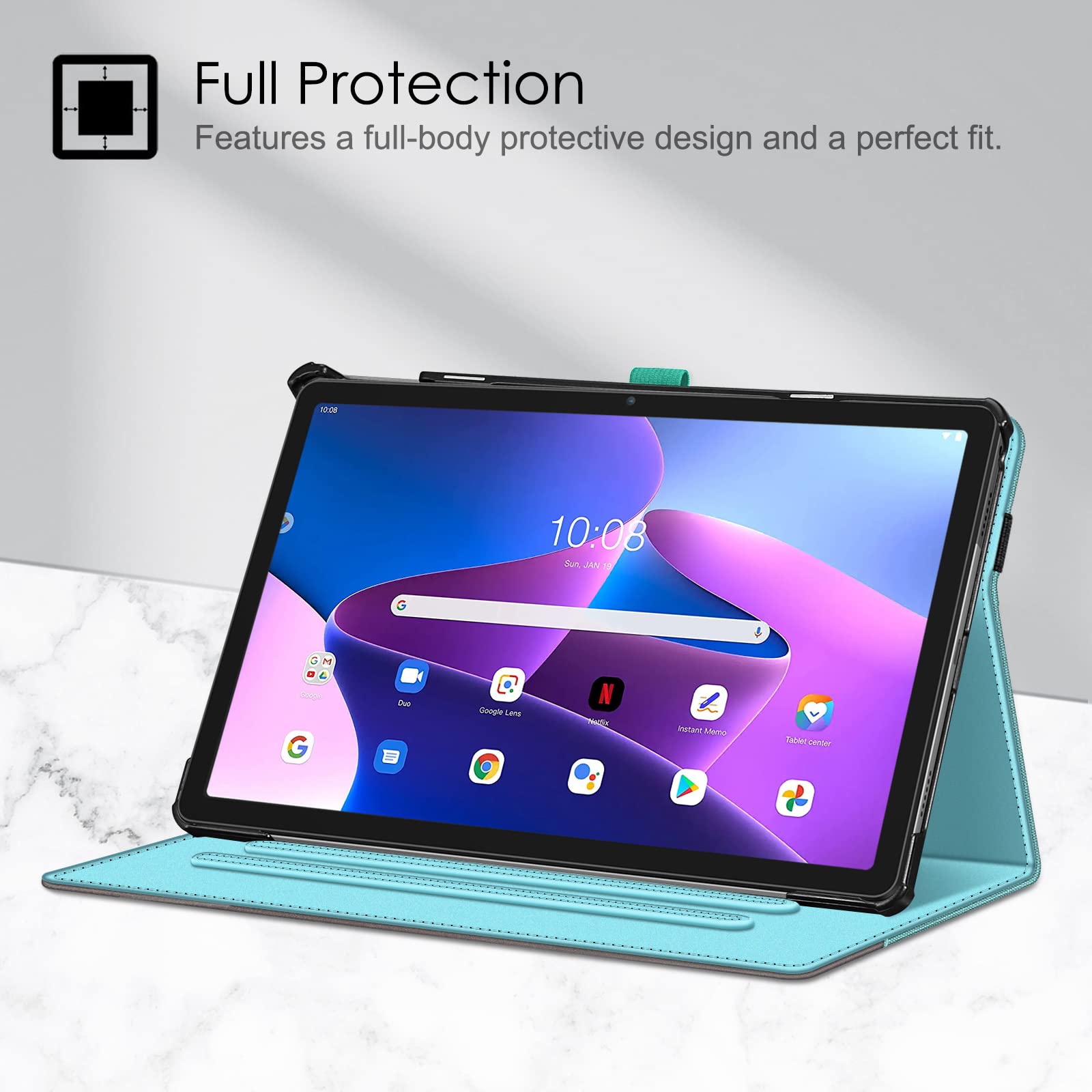 Fintie Funda Multiángulo Compatible Con Lenovo Tab P10/M10/M10(HD) De 10.1" - Carcasa Con Bolsillo Y Función De Soporte, Oro Rosa