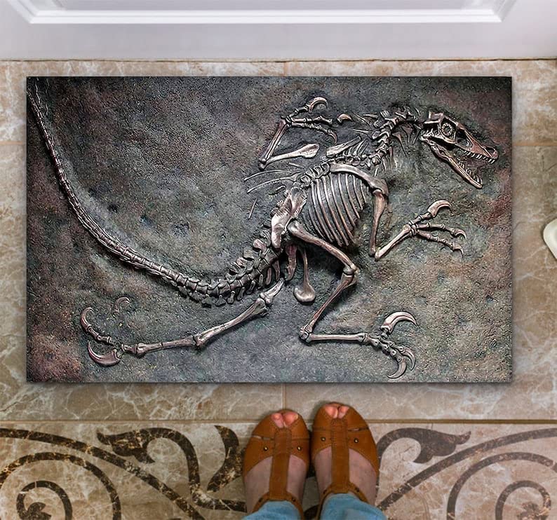 KXODoor Mat Dinosaur Fossil Dinosaur Welcome Non-Slip Mats Funny Doormat Decor for Bathroom Kitchen Front Porch Rugs Home Decor Entrance 31"x20"
