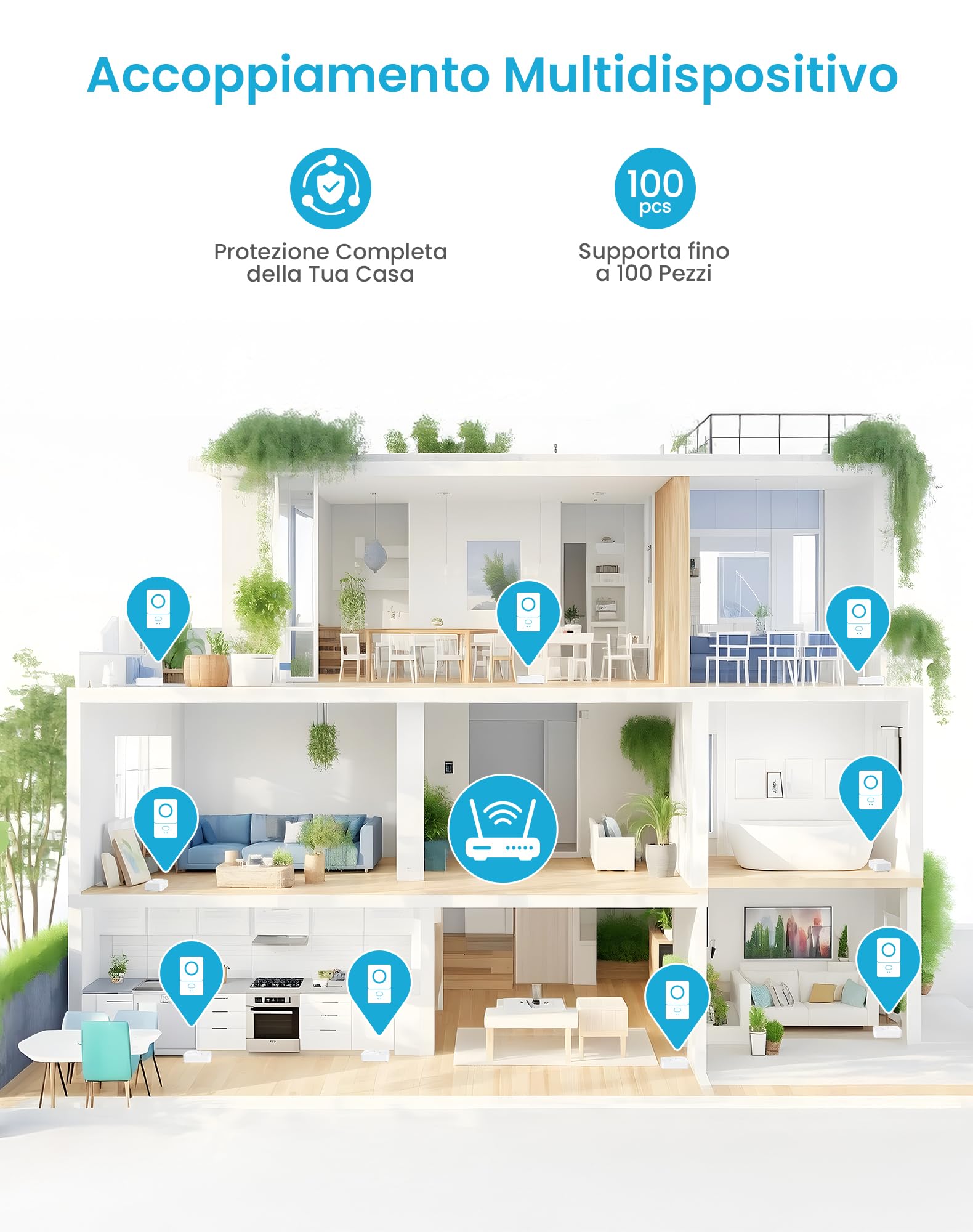 Rilevatore Perdita d'Acqua WiFi(Supporto 2.4G) Nessun Hub Richiesto, Sensore Acqua Wireless Intelligente con TUYA App, Avviso Regolabile 120dB, IP66 Ideale per Cucina Bagno Cantina Lavanderia