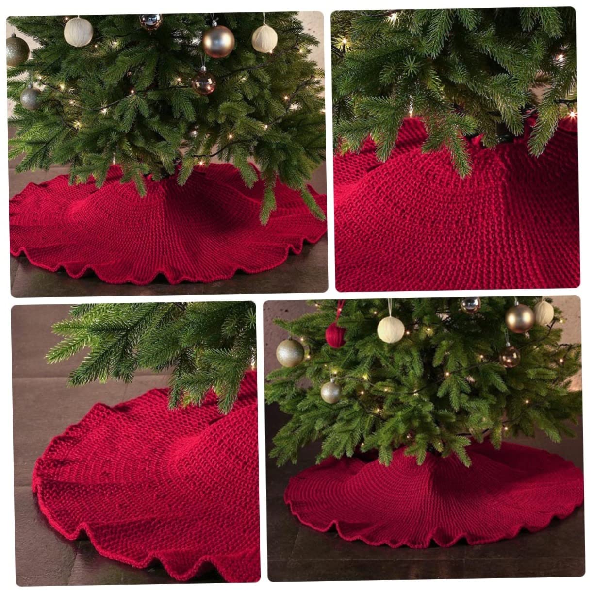 1pezzi Tappeto per Albero di Natale Classico Gonna Solida per Albero Realizzata Spesso e Morbido per Soggiorno Camera da Letto Giardino Proteggendo Pavimento da Aghi