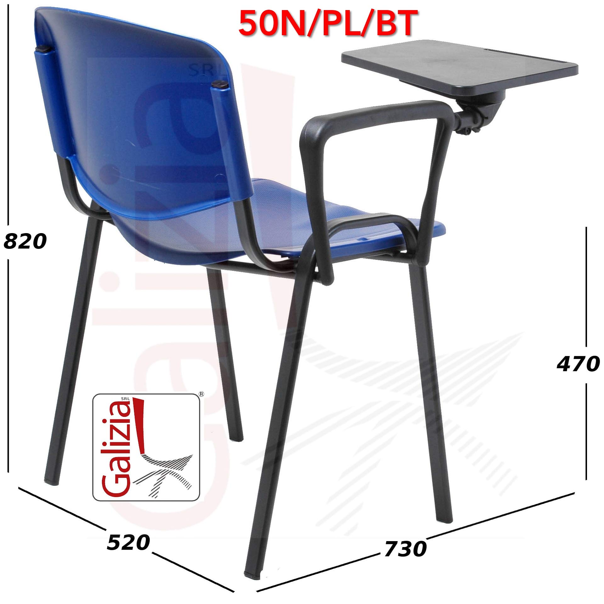 SEDIA PER CONFERENZA CON SCRITTOIO, TELAIO IN ACCIAIO VERNICIATO NERO (10)