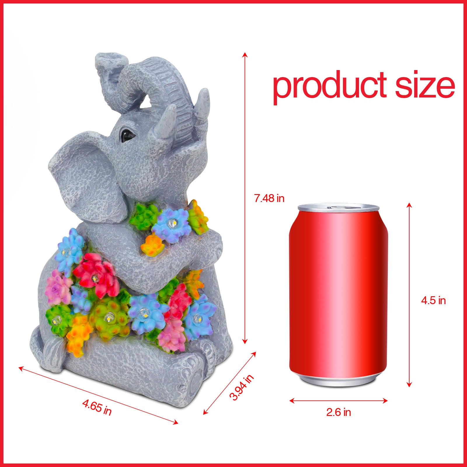 RICHIE Elephant Solar Garden Ornaments Outdoor Indoor Decor, Waterproof Garden Statue Figurine Sculpture - Image 2