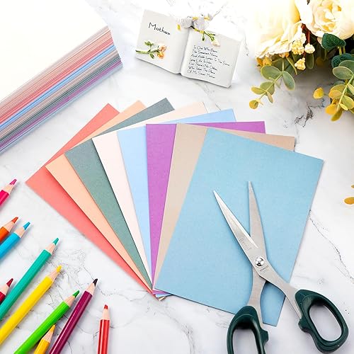 Miniatura 4 de Geyoga Kit de iniciación de 200 hojas de papel de cartulina de colores, 4 x 6 pulgadas, 190 GSM, papel de construcción grueso, colores surtidos para