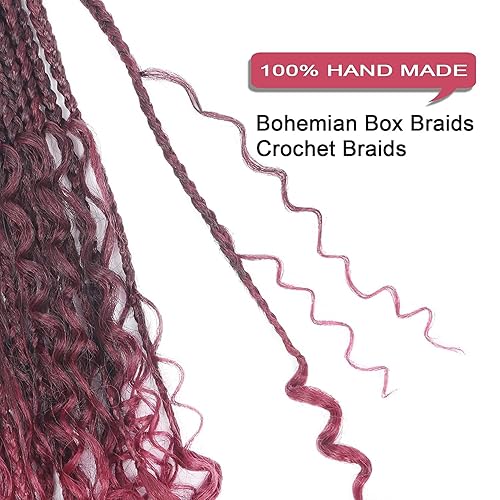 Vista 419 de Goddess Box Braids Crochet Hair With Curly Ends 18 Inch Bohomian Box Braids Crochet Braids 8 Packs 3X Crochet Braids Synthetic Braiding Hair 1B-4-30
