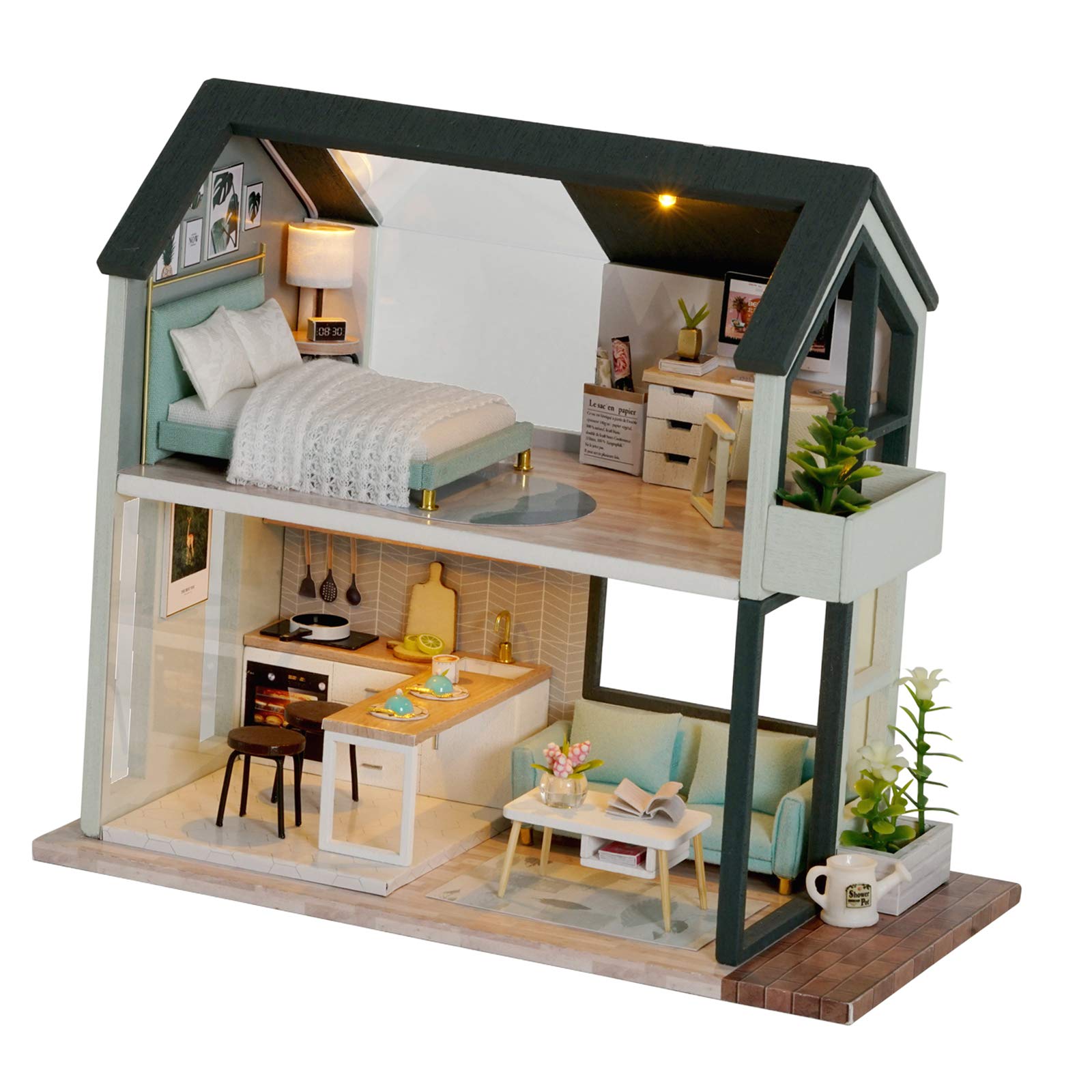 Amazon | F Fityle 1/24 ドールハウス 木製 ミニチュア 部屋模型