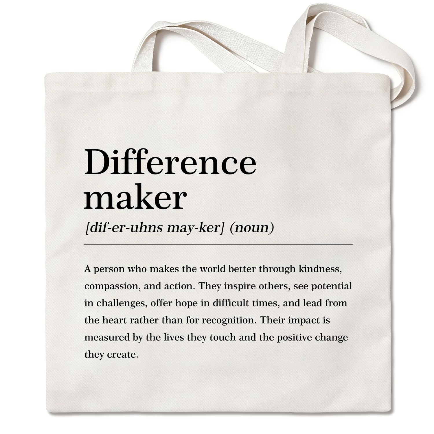 Difference Maker Canvas Tote Bag Appreciation Gift for Principal Coworker Manager Large Reusable Shoulder Bag for Shopping Work