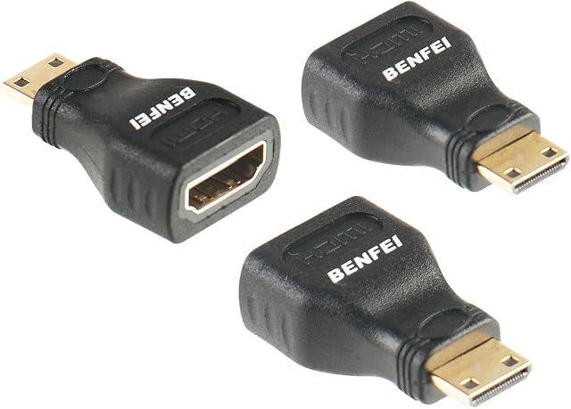 Mini HDMI to HDMI Adapter 3 Packs,BENFEI Male to Female Gold Plated Adapter for Raspberry Pi, Camera, Camcorder, DSLR, Tablet, Video Card