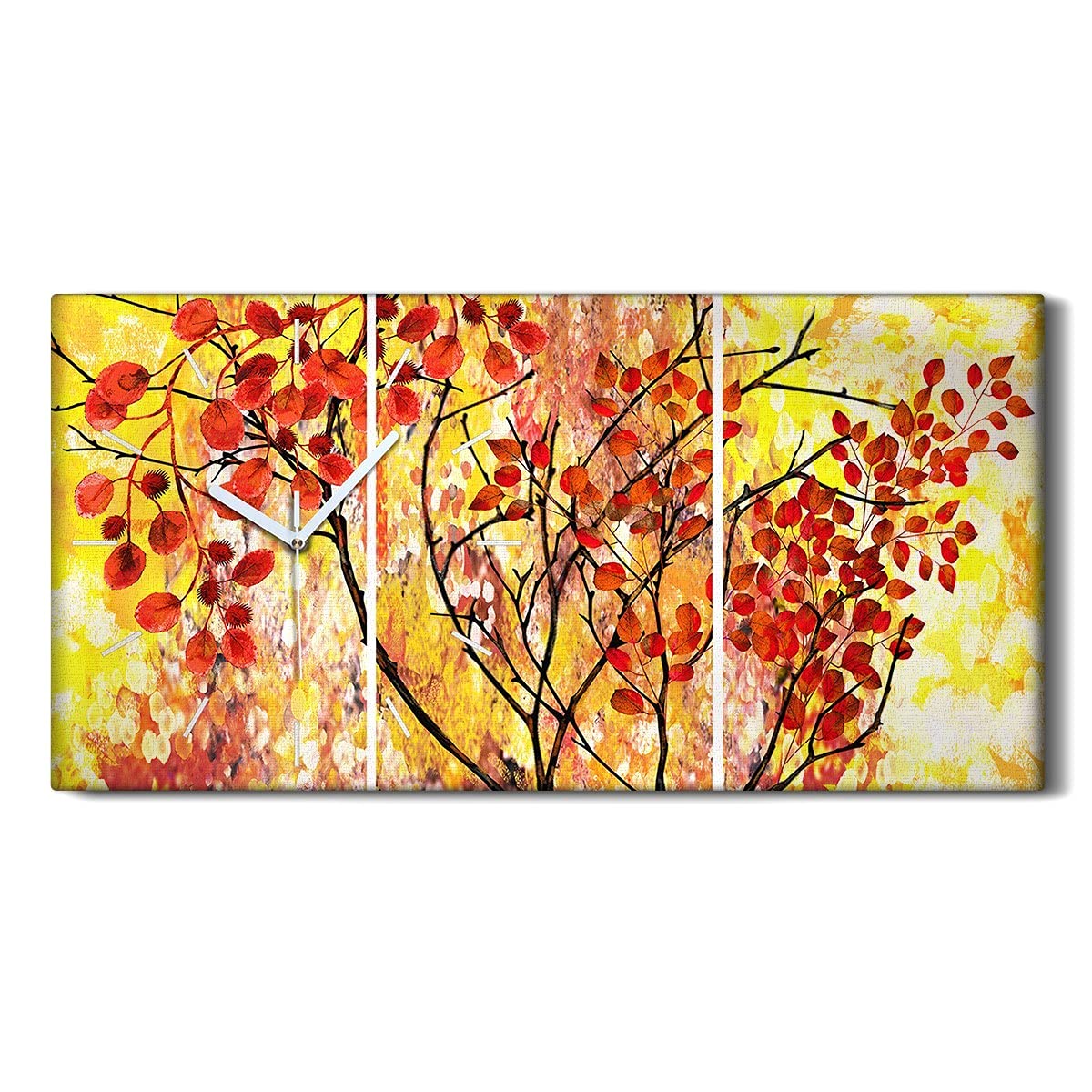 Horloge sur toile silencieuse pour dormir sans bruit : tableau abstrait 60x30cm chambre