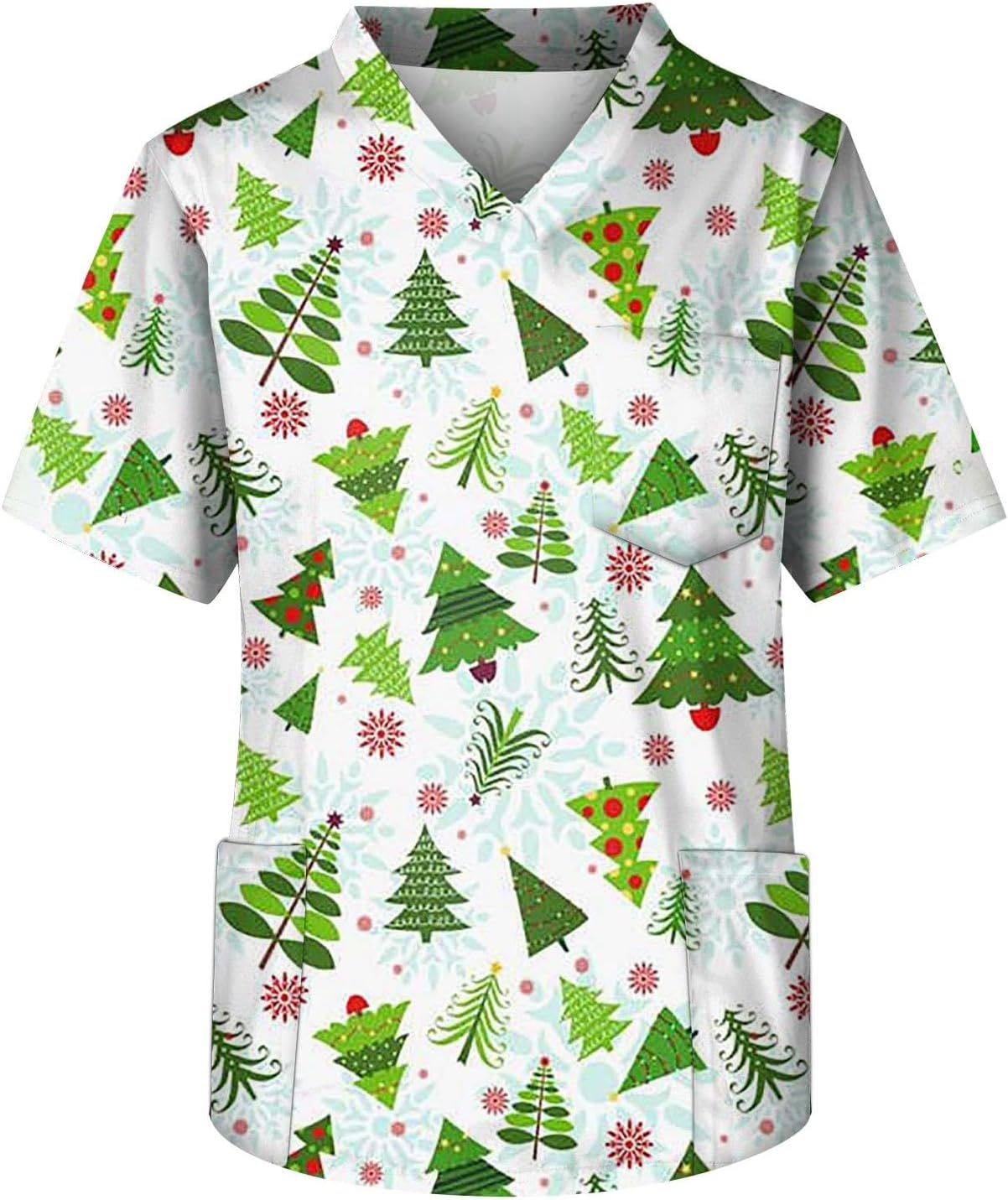 Mens Scrubs Set Men's Christmas Print Scrubs Holiday Medical