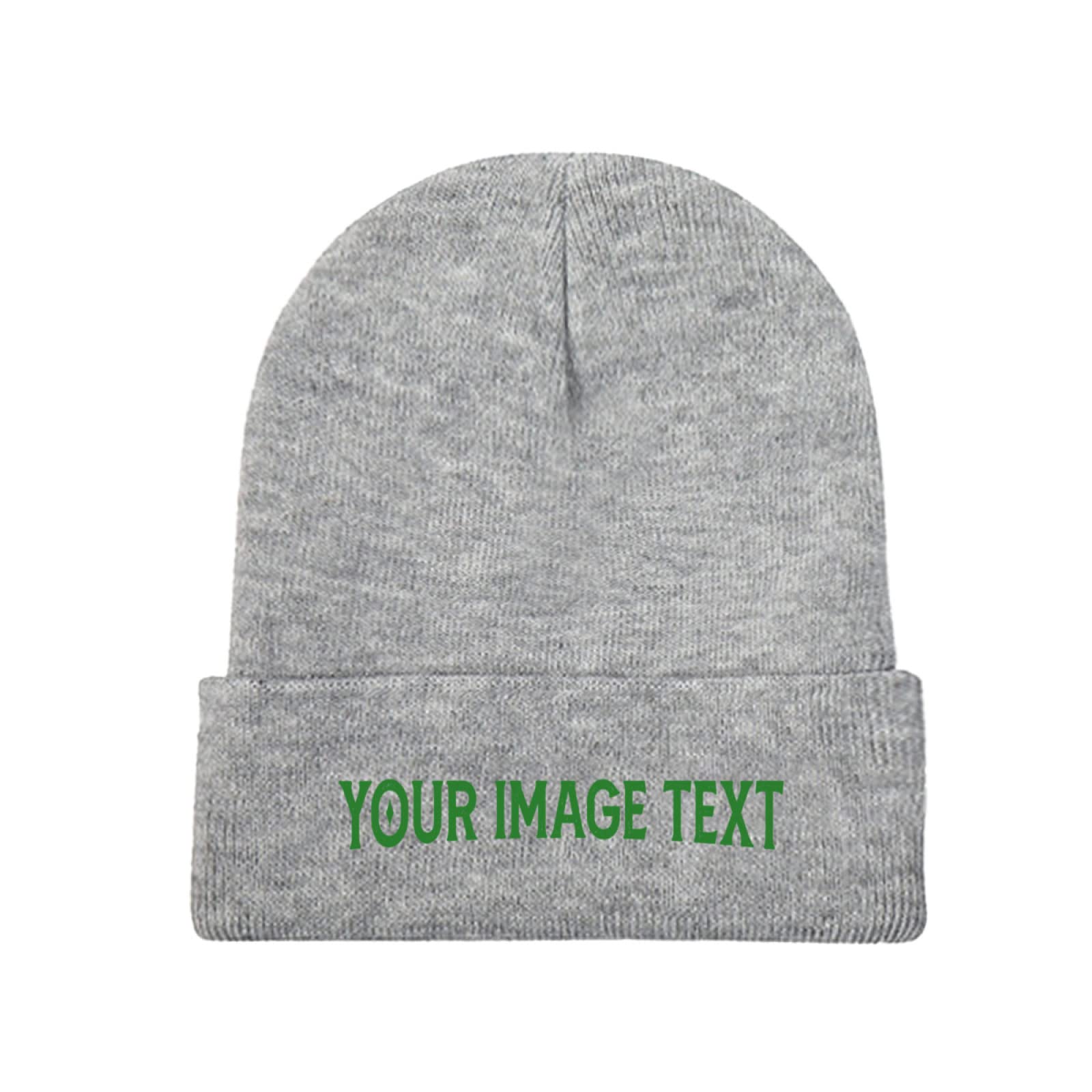 Miujonvy Unisex Gray Winter Hat Beanie For Men Women Add Your Text Cuffed Beanie Hat