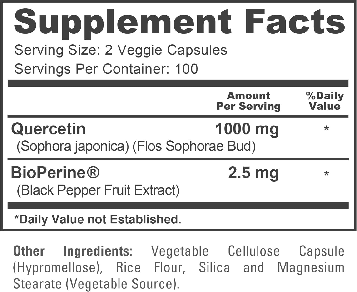 NusaPure Quercetin - Suitable for Vegetarian/Vegan, Non - GMO - 1000 mg - 200 Capsules - Image 4